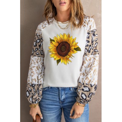 Sunflower Graphic Animal Puff Sleeve Top