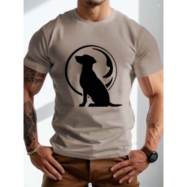 Dog Print Tops, Plus Size Men's T-shirt, Summer Trendy Casual Short Sleeve Tees, Outdoor Sports Clothing, Big & Tall Guys, Leisurewear