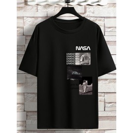 Men's 'UNKNOWN' Print Loose T-shirt, Oversized Short Sleeve Crew Neck Tops, Plus Size Casual Clothing For Spring Summer