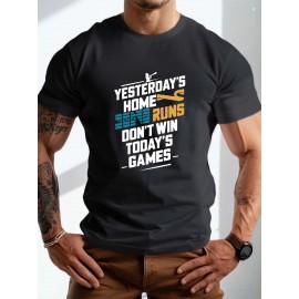 plus size men's summer t-shirt, Motivation quote  graphic print short sleeve tees trend casual tops for daily life, big & tall guys