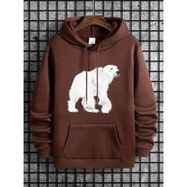 Plus Size Hooded Sweatshirt - Stylish Hooded Design with Vibrant Anime Polar Bear Graphic Print for Spring, Fall, and Winter - Designed for Plus Size Men, Perfect for Casual Wear, Mens Clothing