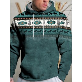 Plus Size Mens Ethnically Inspired Graphic Hoodie - Comfortable & Stylish Sweatshirt for Spring, Fall, and Winter - Trendy Design, Durable Warmth - Mens Clothing