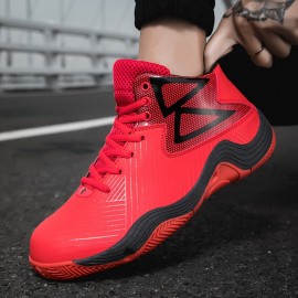 Men's & Women's Professional Basketball Shoes - Comfy Geometry Breathable Non Slip Shock Absorption Lace Up Cushioned Sneakers For Couple Training & Walking