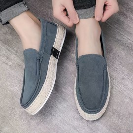 Men's Trendy Slip On Solid Loafer Shoes, Comfy Non Slip Casual Soft Sole Sneakers For Men's Outdoor Activities