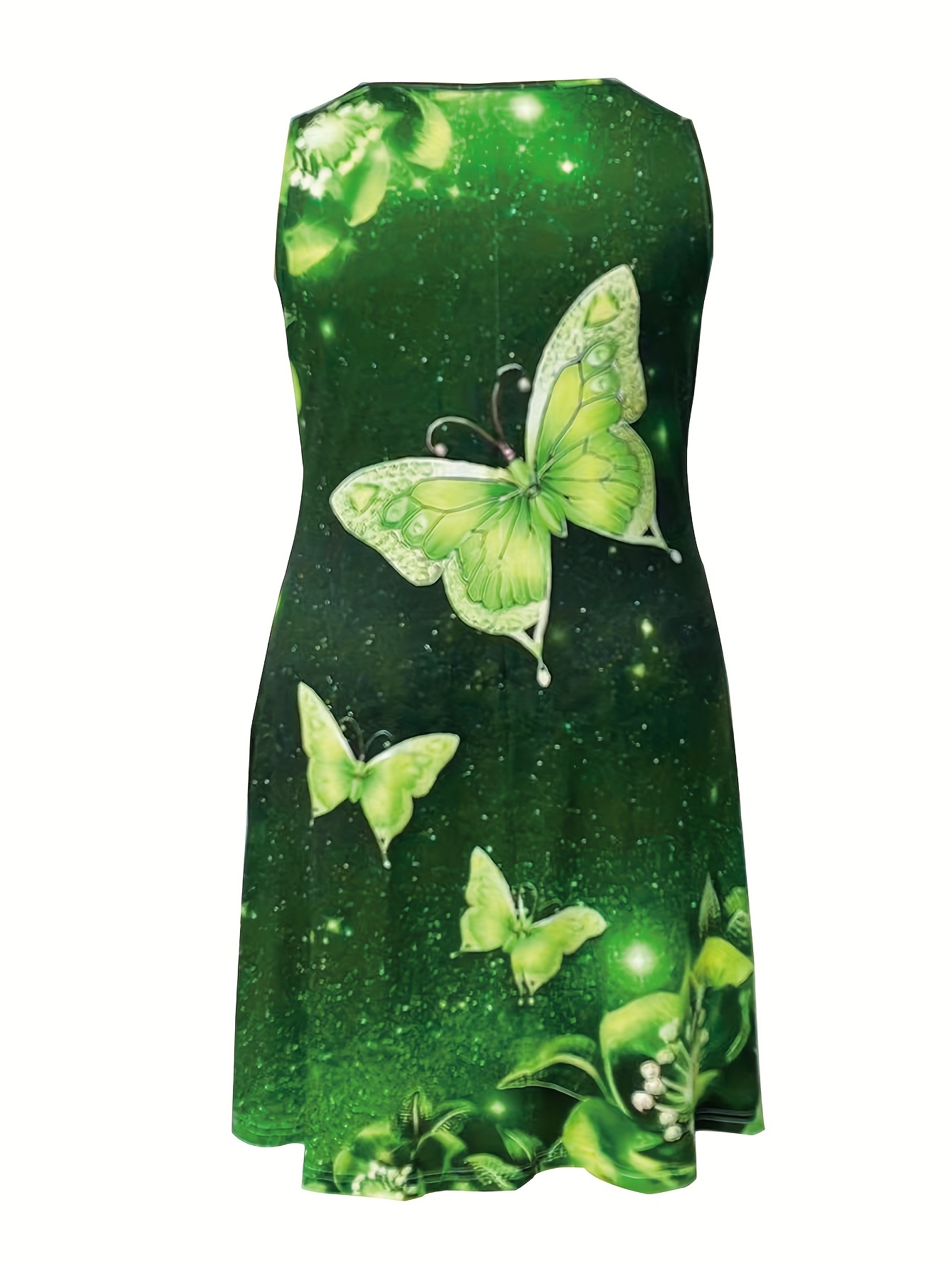 plus size butterfly print tank dress casual sleeveless dress for spring summer womens plus size clothing details 9