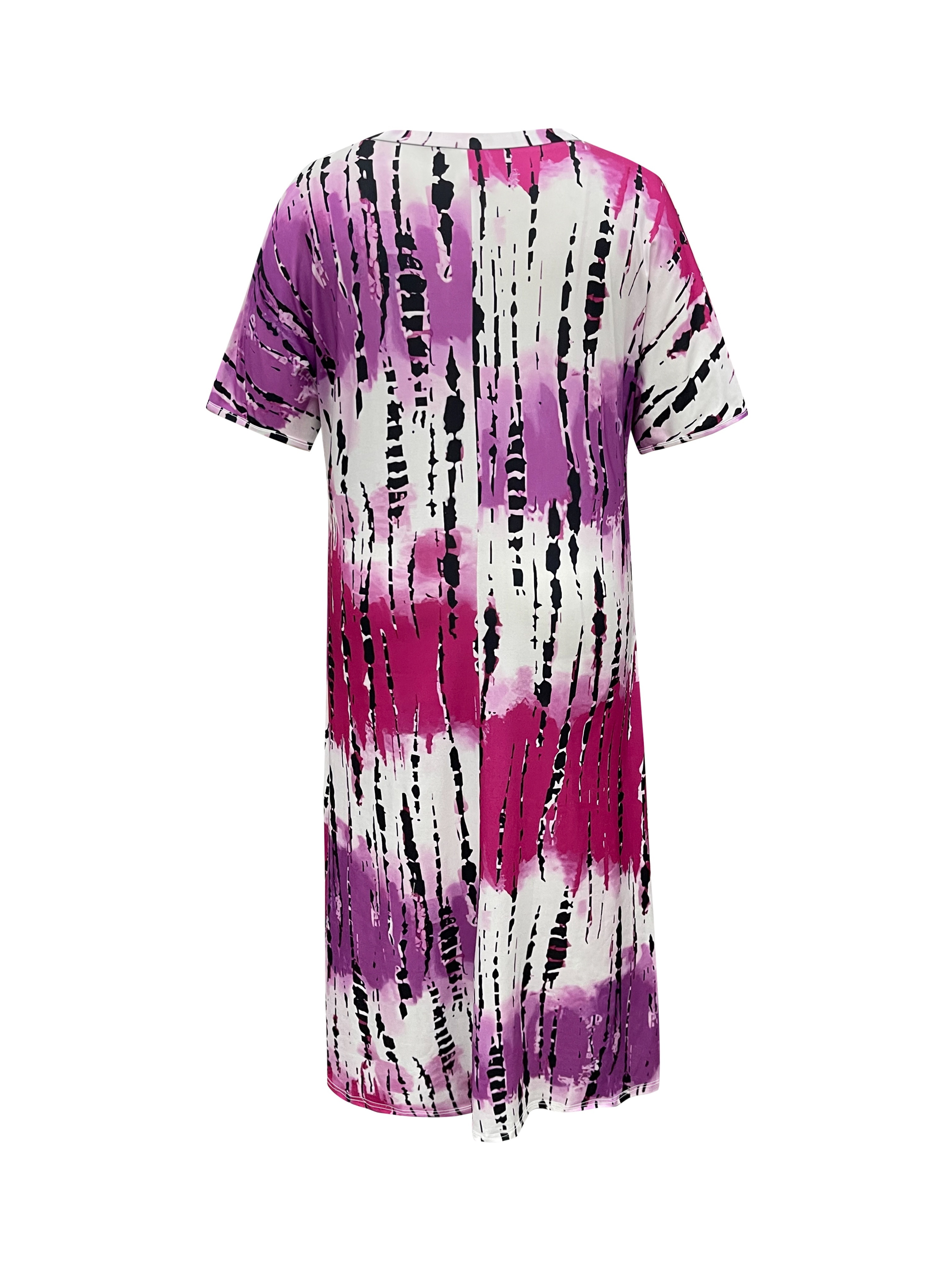 plus size tie dye v neck split dress vacation style short sleeve dress for spring summer womens plus size clothing details 18