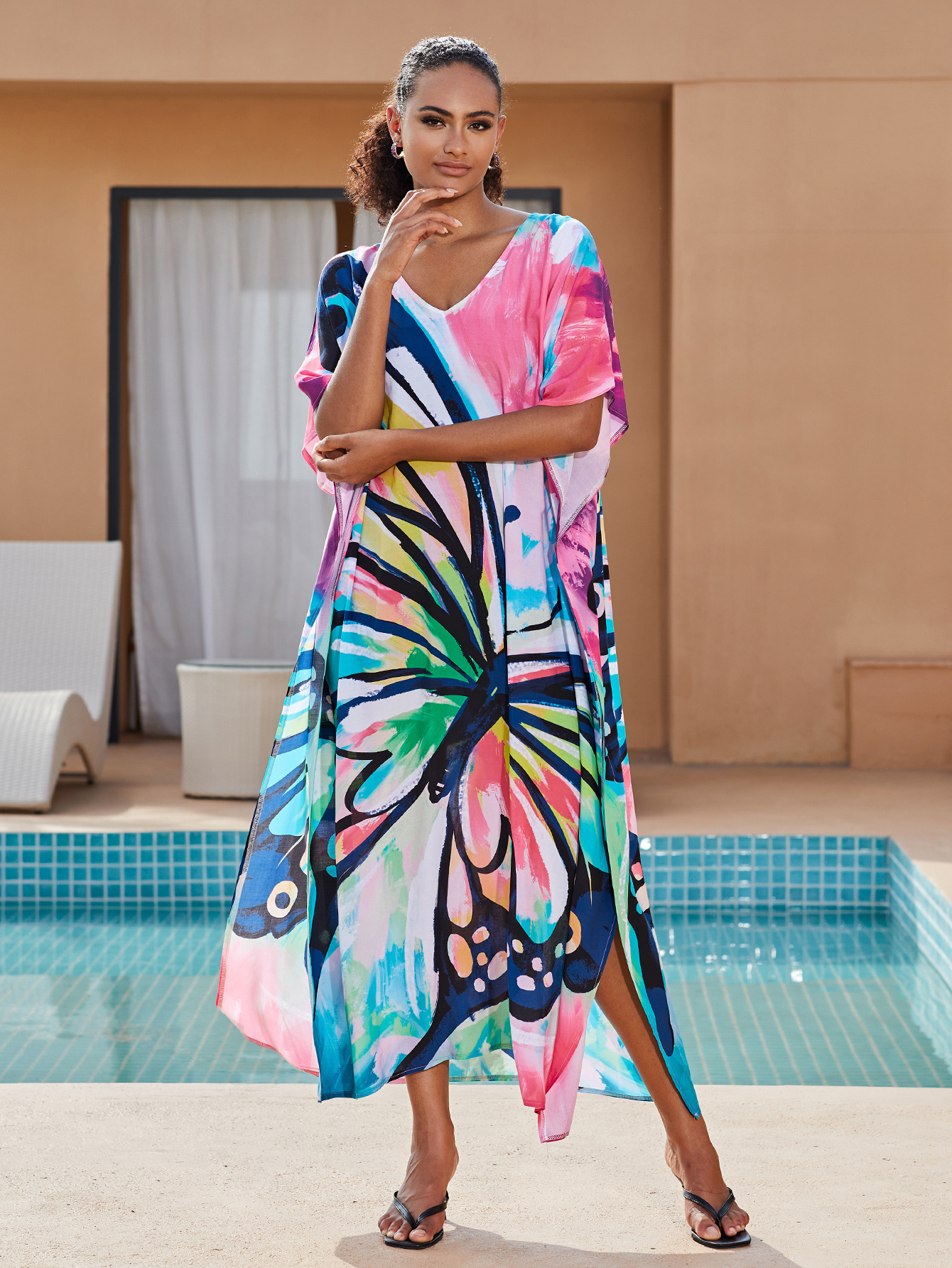 Women s Bohemian Style Printed Beach Cover Up Long Dress Holiday Long Dresses Dresses V-Neck Four Sides Elastic Loose Large Size Ethnic Style Swimwear Cover Up Casual Home Holiday Clothing details 15