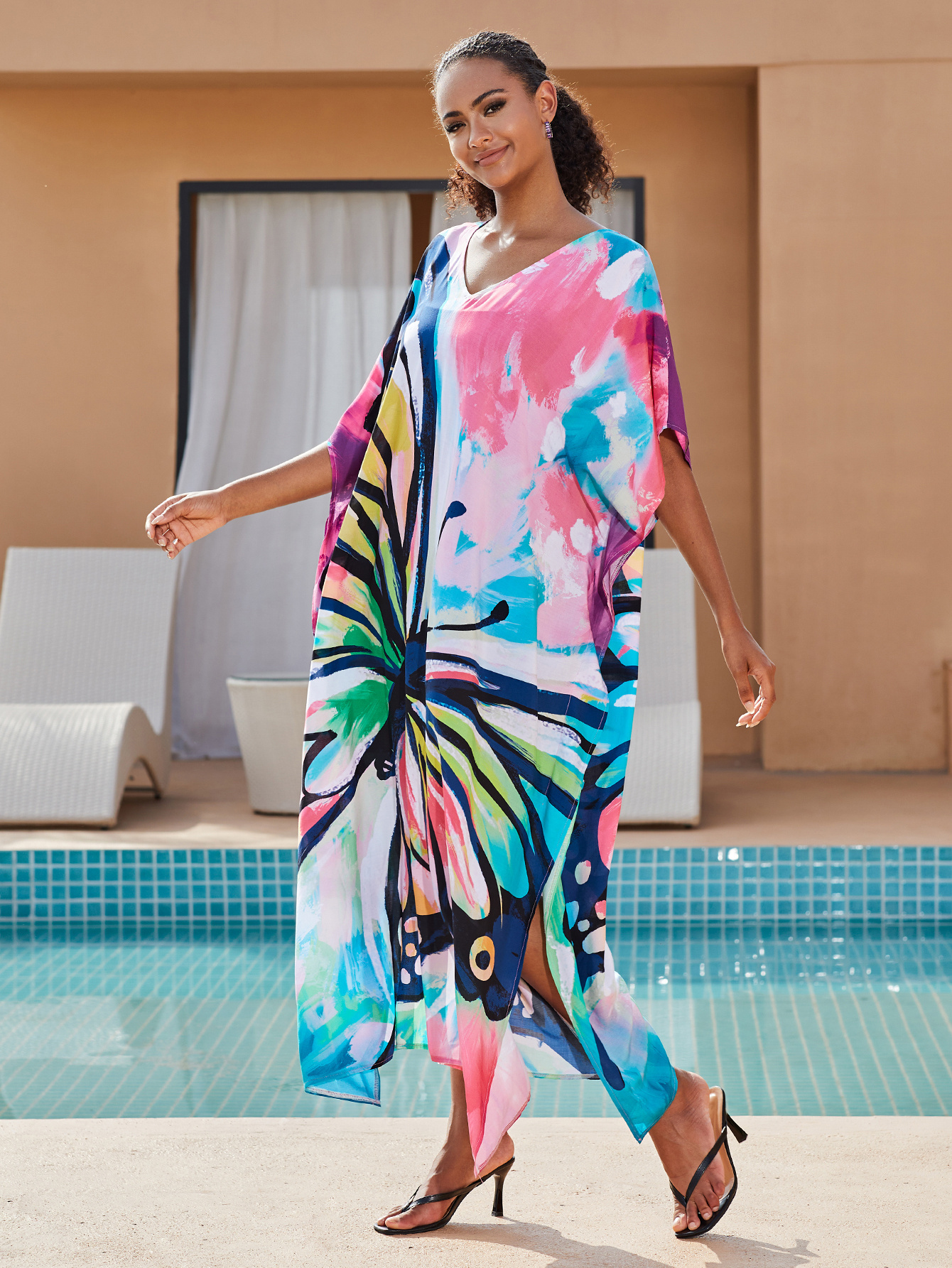 Women s Bohemian Style Printed Beach Cover Up Long Dress Holiday Long Dresses Dresses V-Neck Four Sides Elastic Loose Large Size Ethnic Style Swimwear Cover Up Casual Home Holiday Clothing details 16