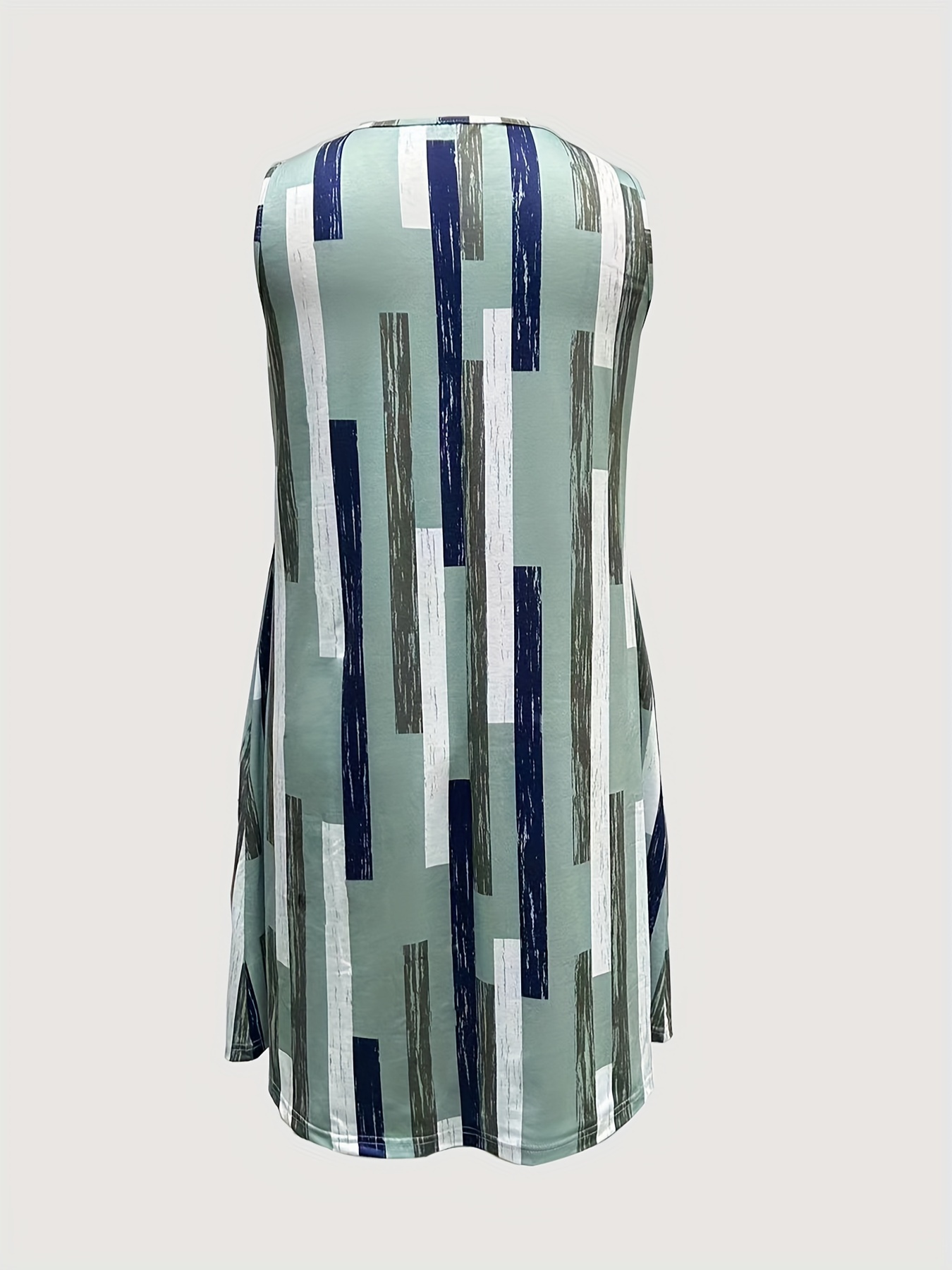 plus size stripe print tank dress casual v neck sleeveless dress womens plus size clothing details 5