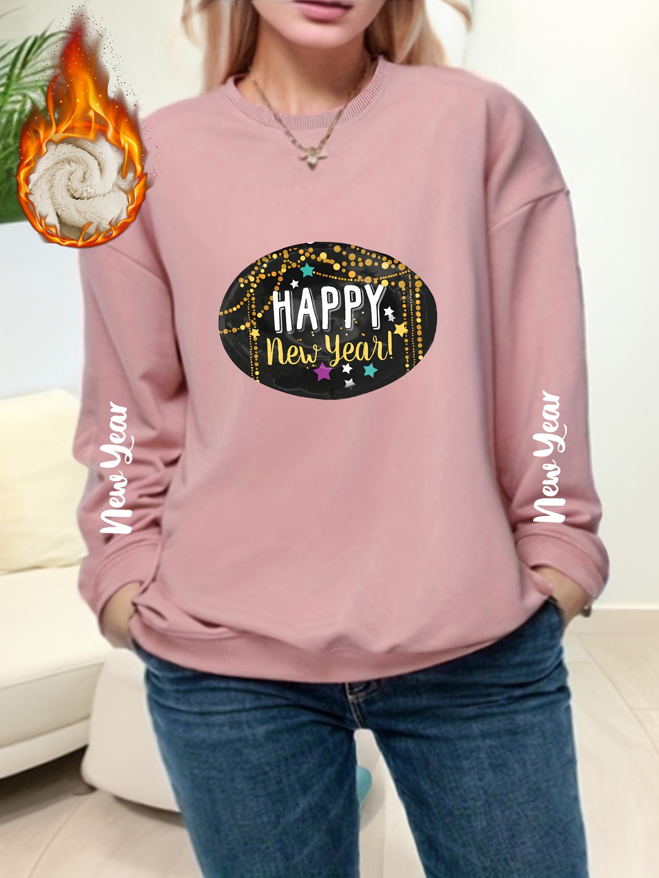 plus size letter print sweatshirt crew neck casual sweatshirt for fall winter womens plus size clothing details 5