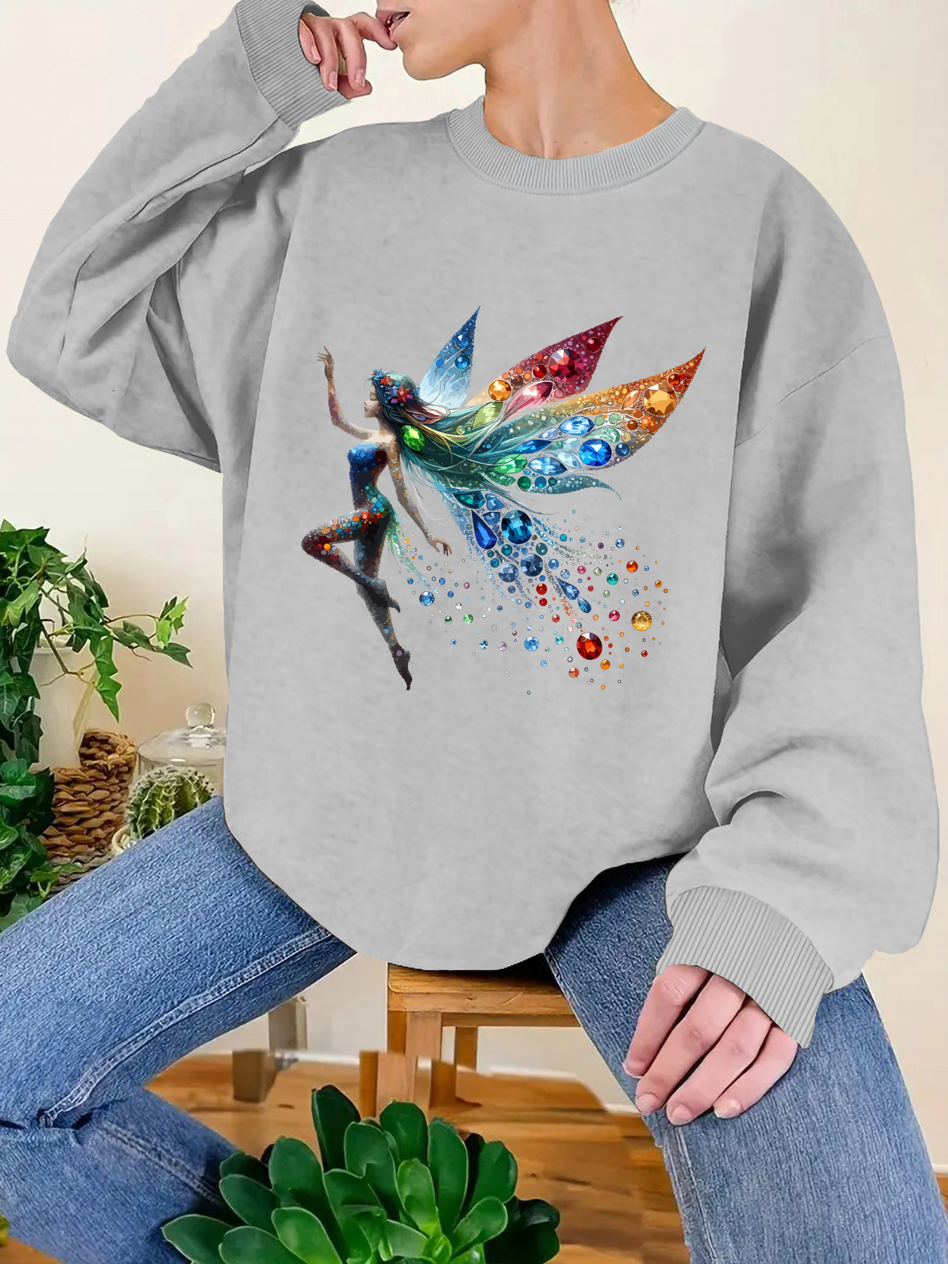 Plus Size Graphic Print Sweatshirt, Casual Crew Neck Long Sleeve Pullover Sweatshirt, Women s Plus Size Clothing details 4