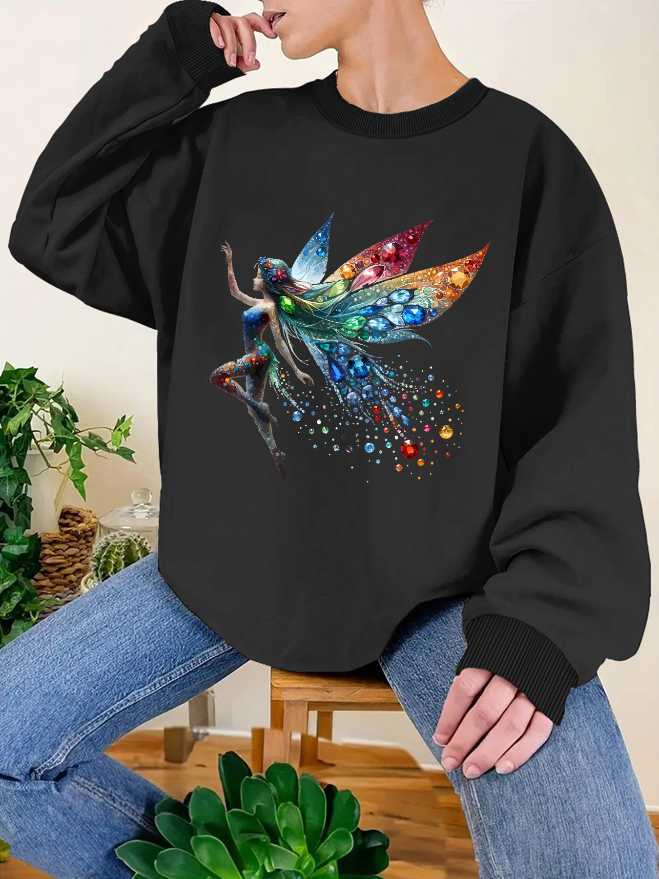 Plus Size Graphic Print Sweatshirt, Casual Crew Neck Long Sleeve Pullover Sweatshirt, Women s Plus Size Clothing details 9