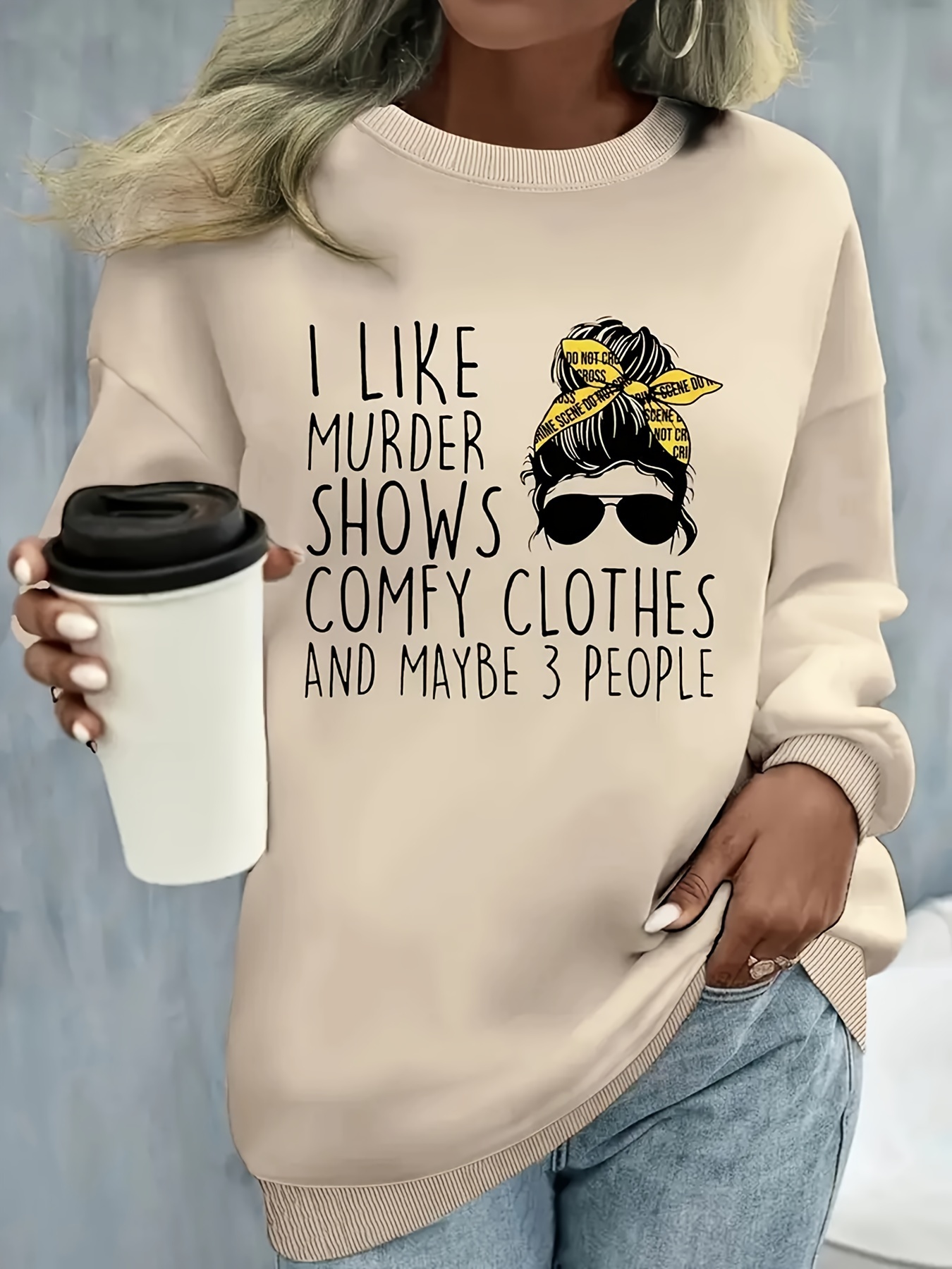 plus size letter print sweatshirt casual long sleeve crew neck pullover sweatshirt womens plus size clothing details 5