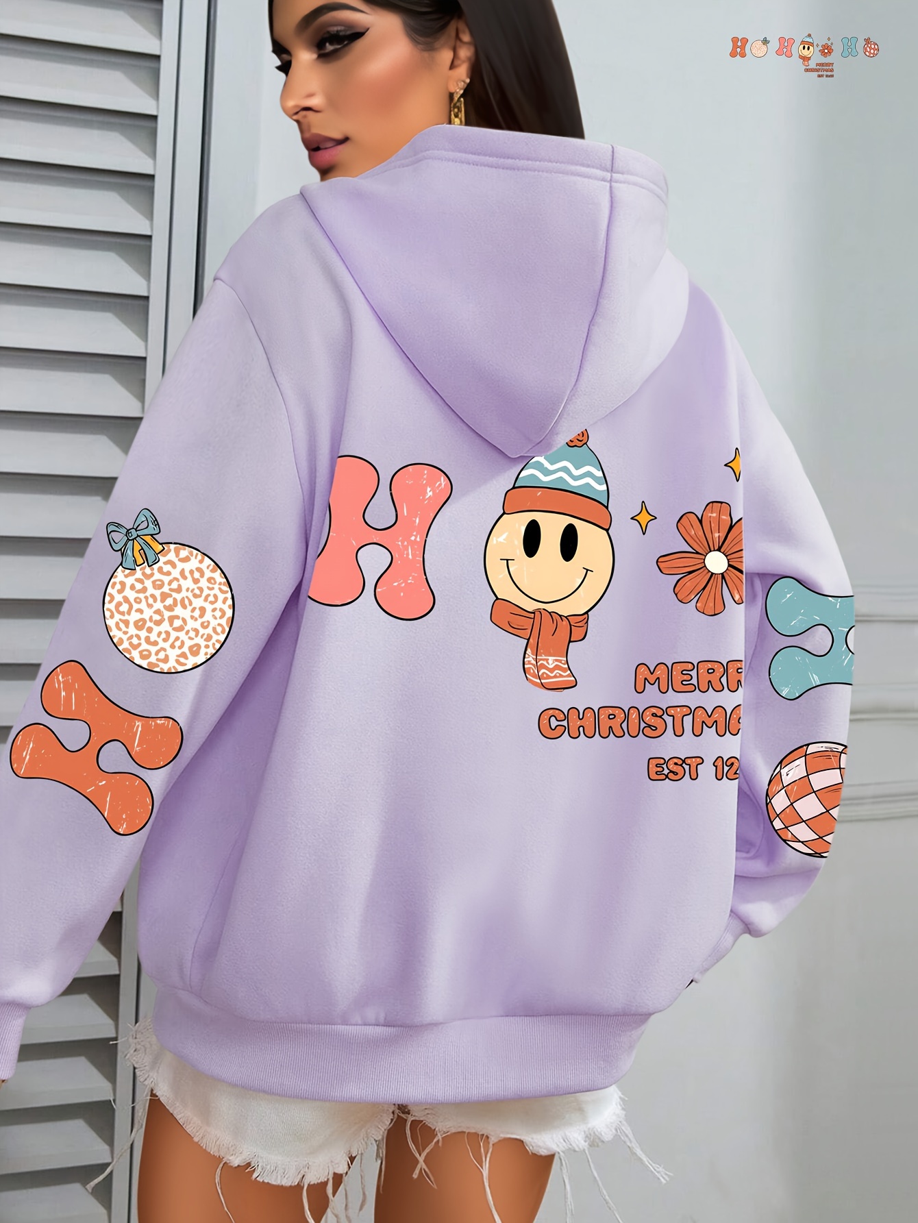 Plus Size Graphic Print Kangaroo Pocket Hoodie, Casual Long Sleeve Drawstring Hoodies Sweatshirt For Spring & Fall, Women s Plus Size Clothing details 12