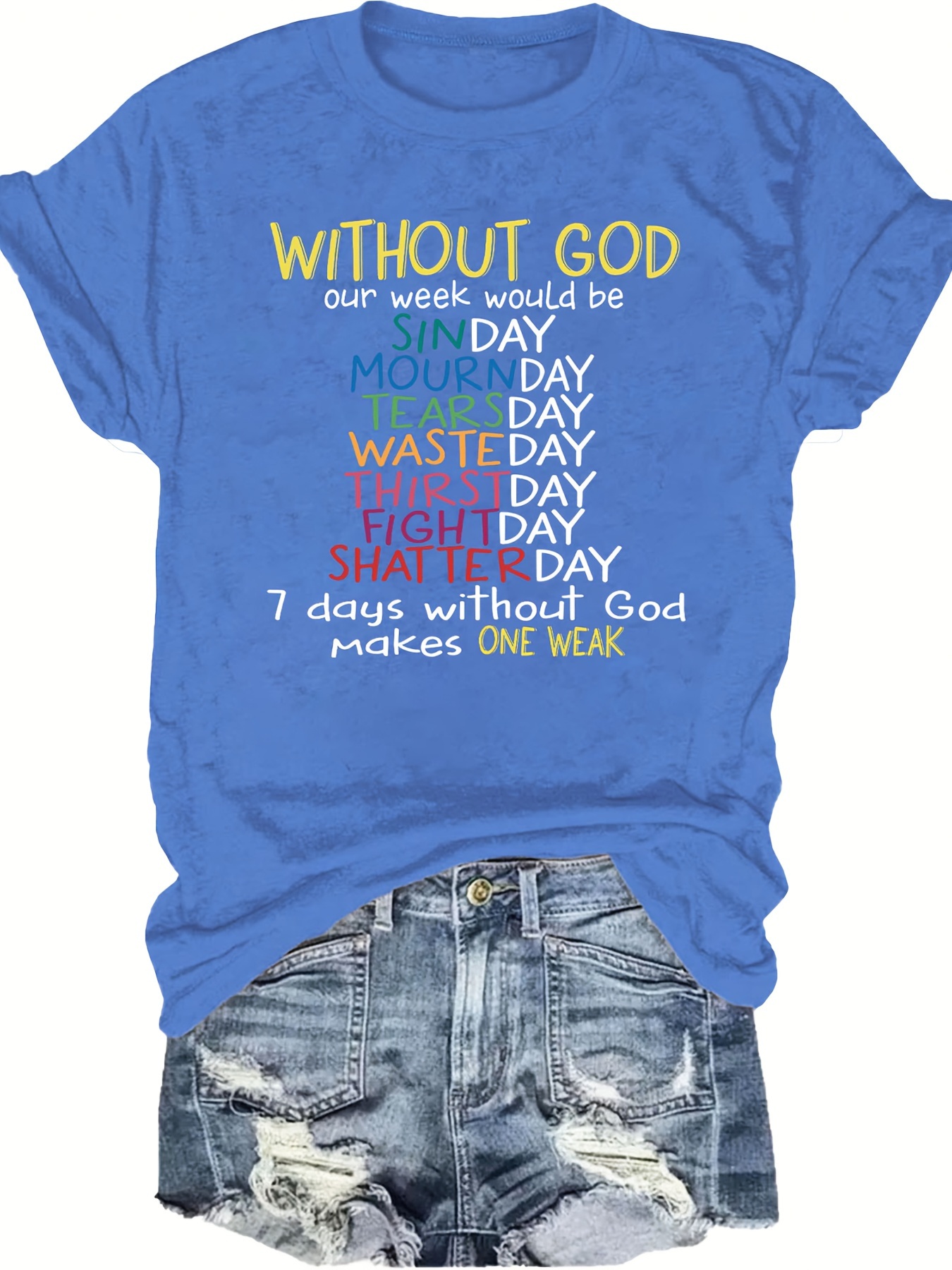 plus size without god print t shirt casual crew neck short sleeve t shirt womens plus size clothing details 0