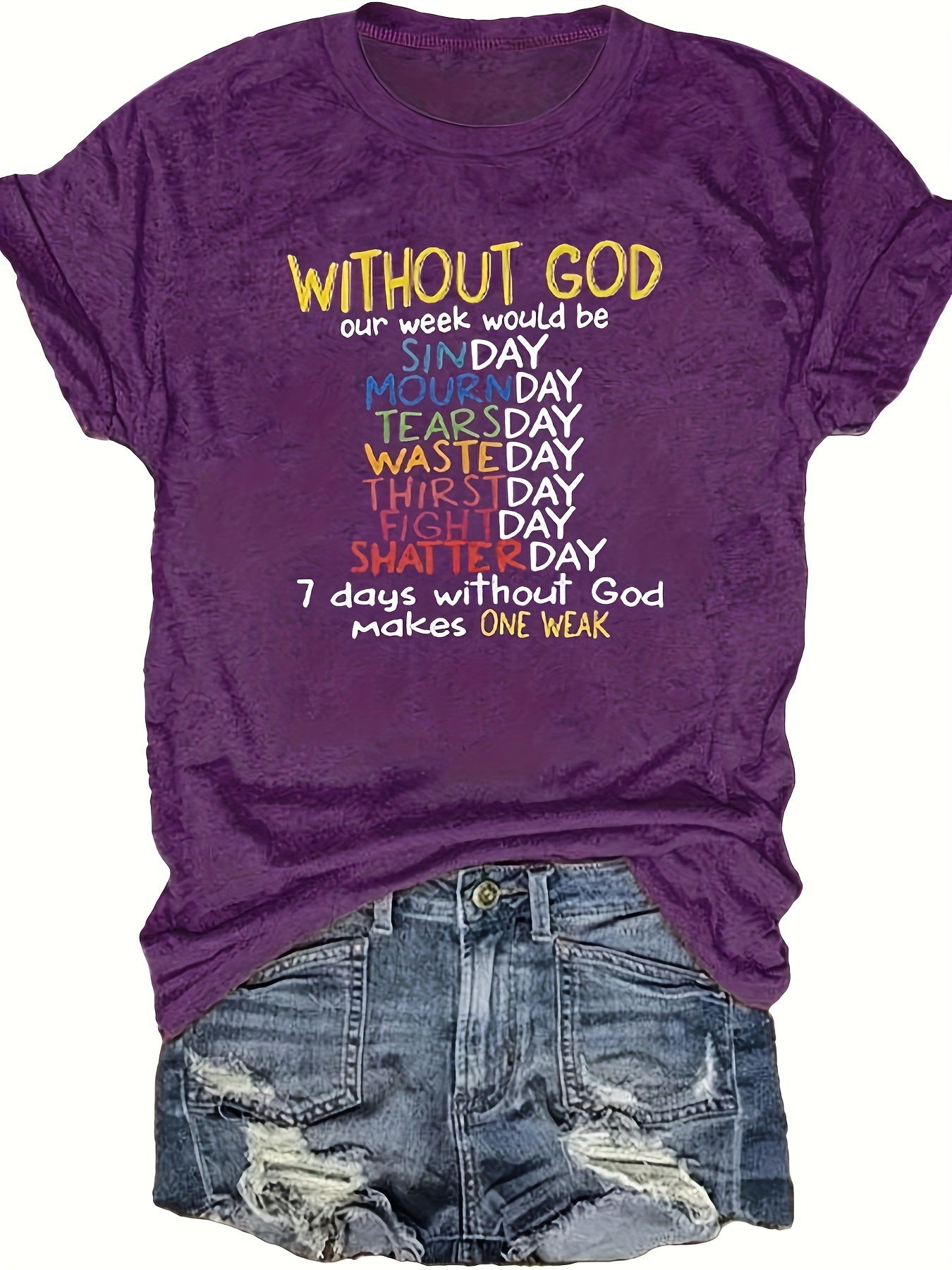 plus size without god print t shirt casual crew neck short sleeve t shirt womens plus size clothing details 4