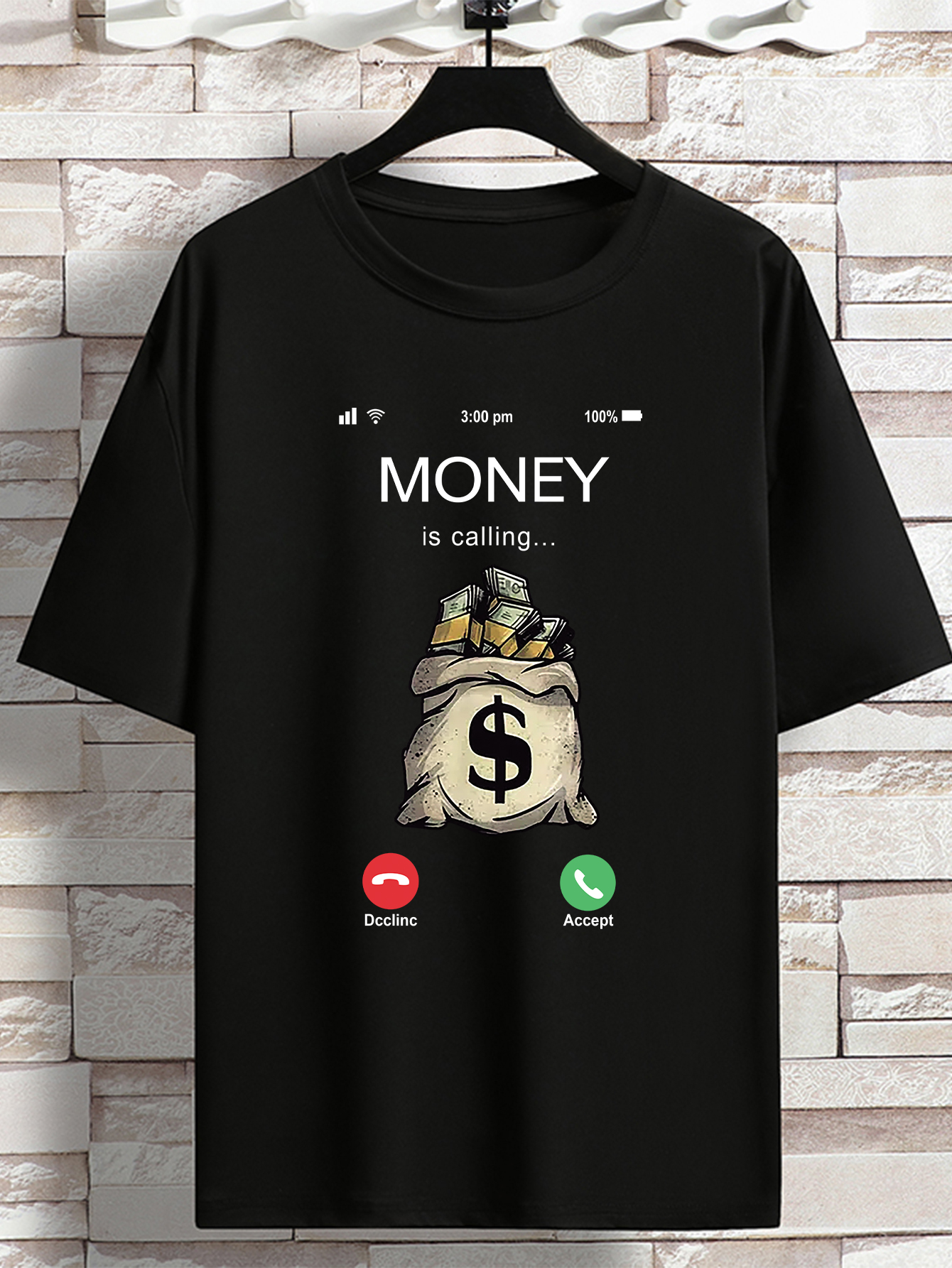 mens money is calling print crew neck stretch t shirt oversized breathable short sleeve tops plus size casual clothing for spring summer plus size women men clothes best sellers gifts details 0