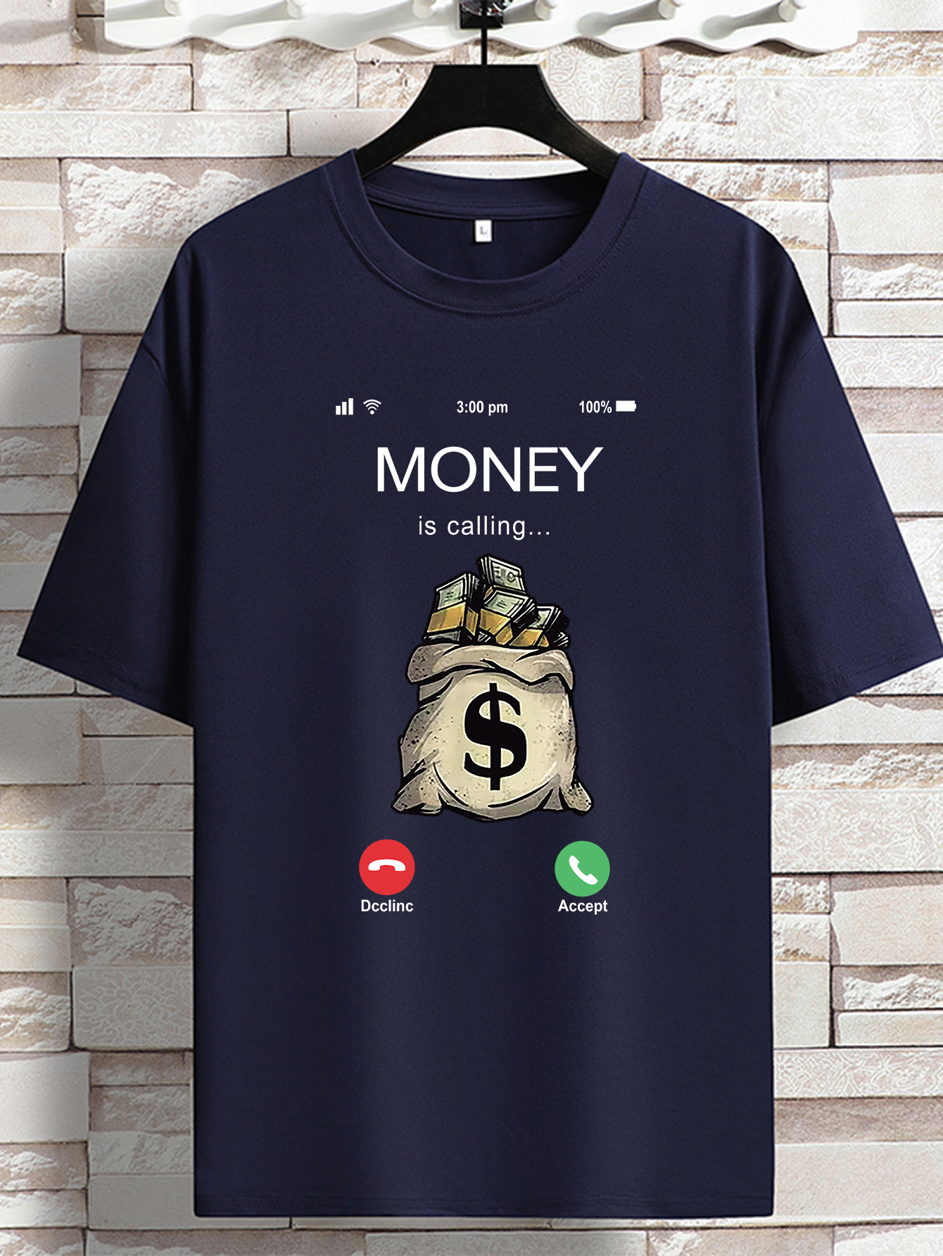 mens money is calling print crew neck stretch t shirt oversized breathable short sleeve tops plus size casual clothing for spring summer plus size women men clothes best sellers gifts details 1