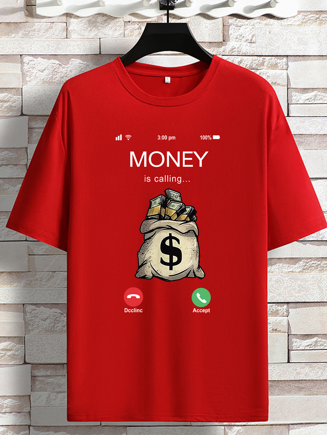 mens money is calling print crew neck stretch t shirt oversized breathable short sleeve tops plus size casual clothing for spring summer plus size women men clothes best sellers gifts details 2