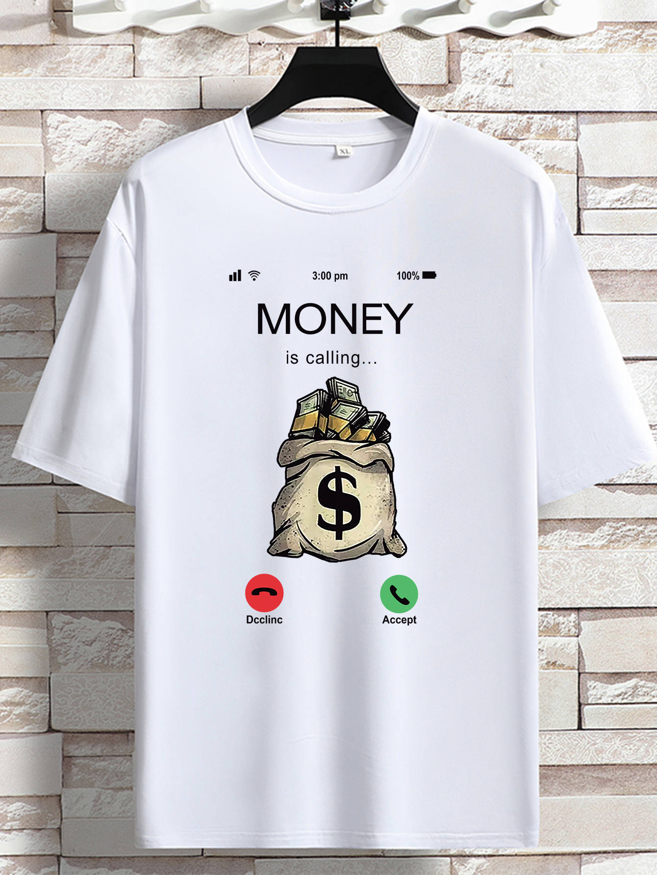 mens money is calling print crew neck stretch t shirt oversized breathable short sleeve tops plus size casual clothing for spring summer plus size women men clothes best sellers gifts details 3