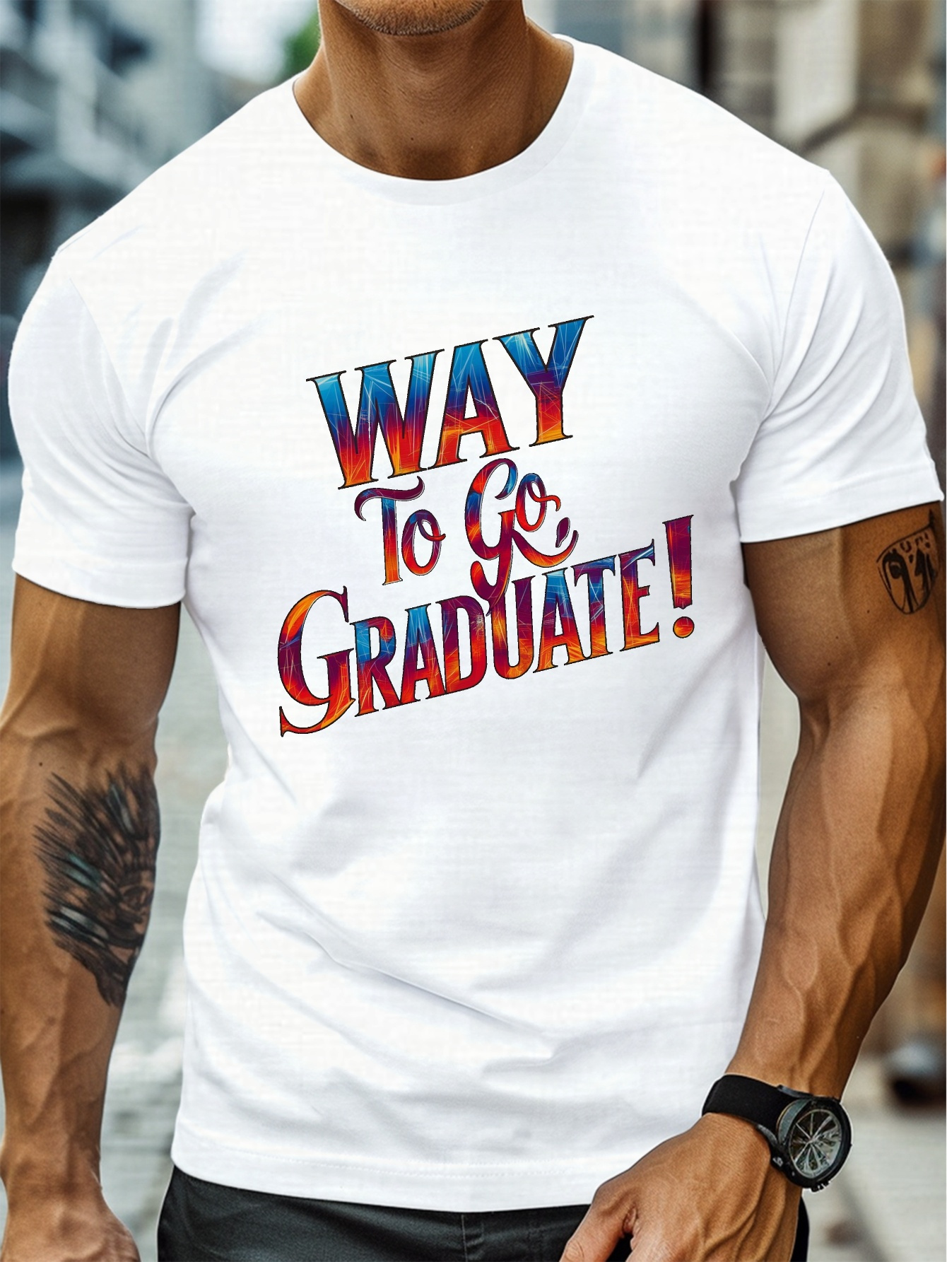 plus size mens summer t shirt way to go graduate graphic print short sleeve tees trend casual tops for daily life big tall guys details 0