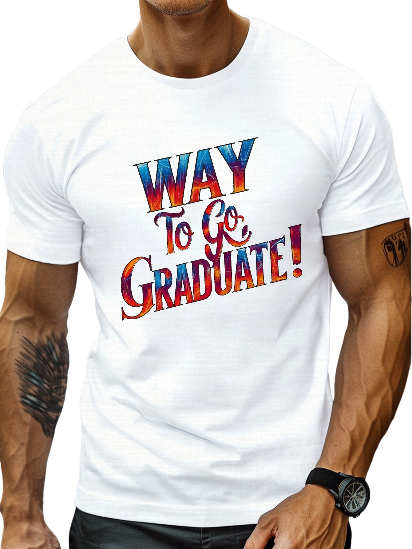 plus size mens summer t shirt way to go graduate graphic print short sleeve tees trend casual tops for daily life big tall guys details 2