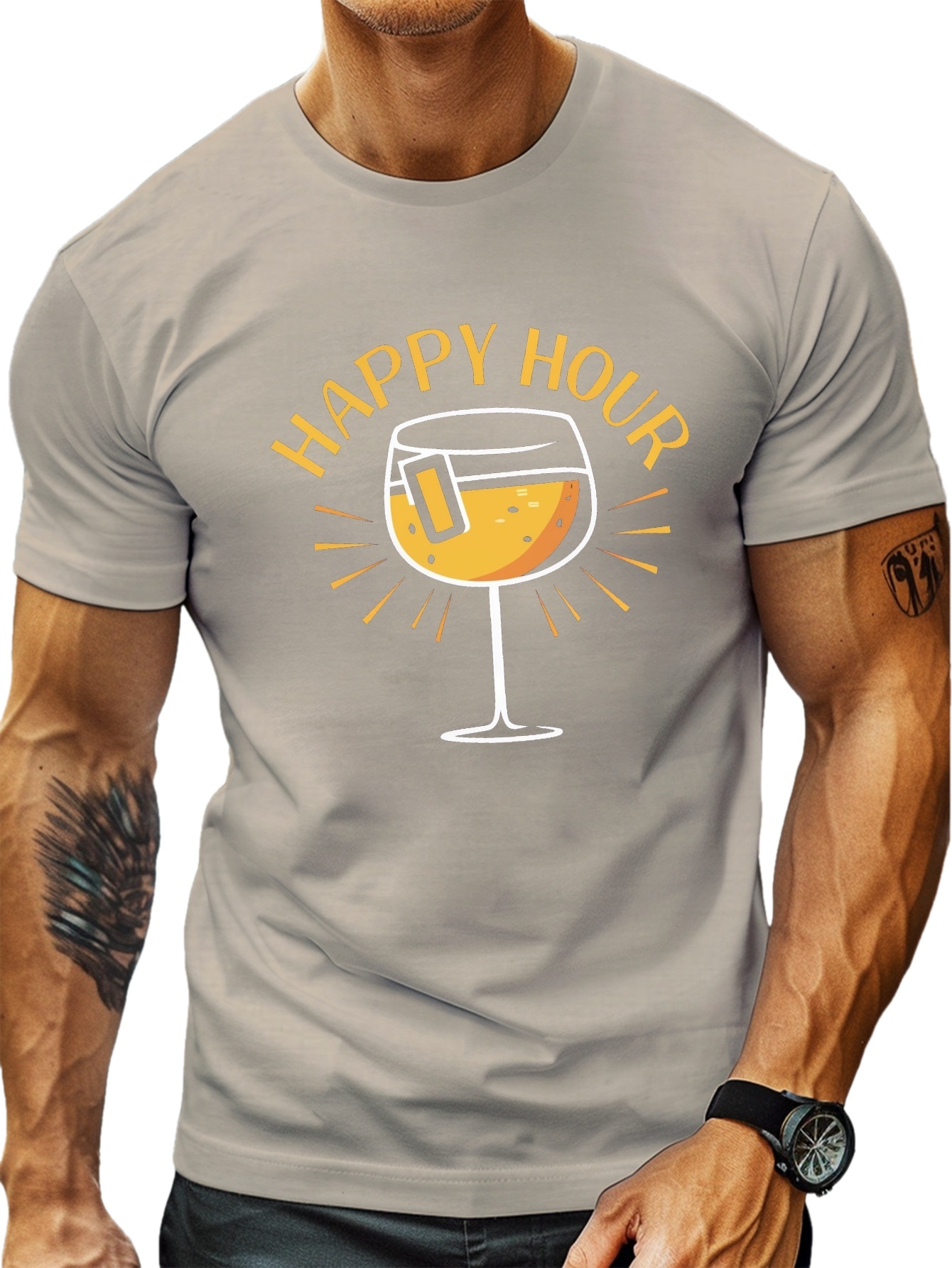 plus size mens summer t shirt happy hour graphic print short sleeve tees trend casual tops for daily life big tall guys details 15