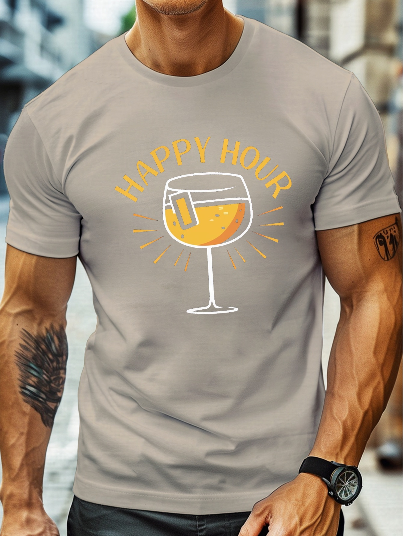 plus size mens summer t shirt happy hour graphic print short sleeve tees trend casual tops for daily life big tall guys details 16