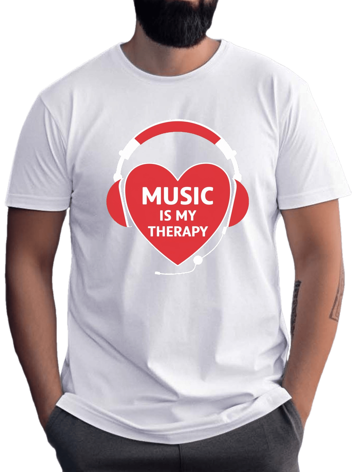 plus size mens summer t shirt heart headphones graphic print short sleeve tees trend casual tops for daily life big tall guys details 2