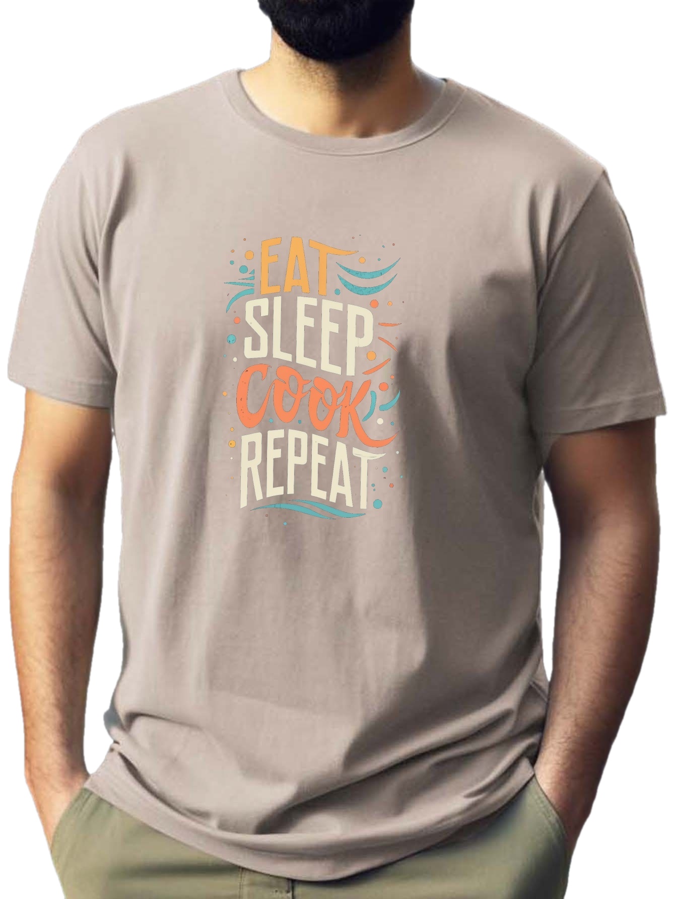 plus size mens summer t shirt eat sleep cook repeat graphic print short sleeve tees trend casual tops for daily life big tall guys details 8