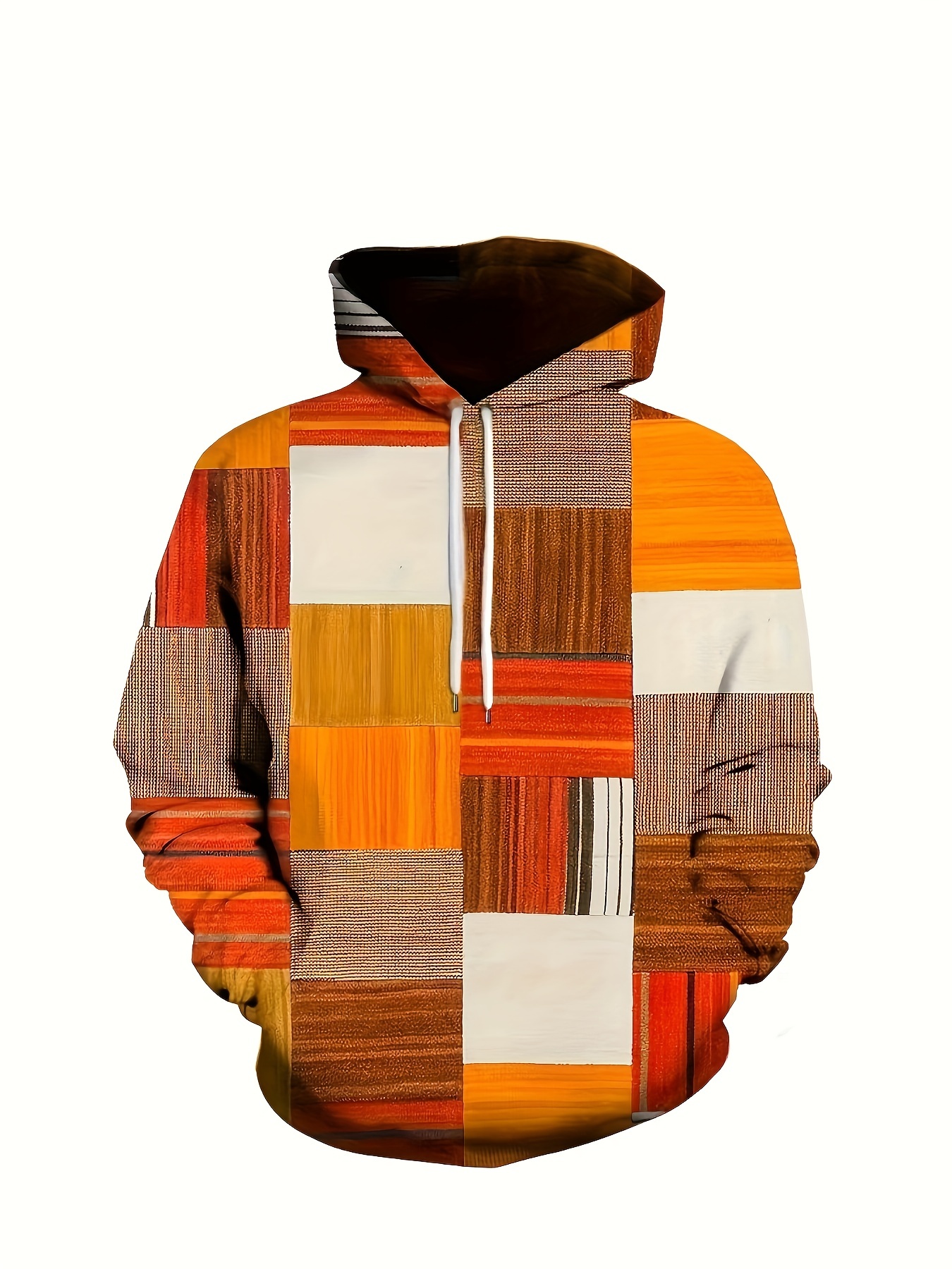 plus size mens contrast color pattern print hoodies oversized hooded sweatshirt for autumn winter mens clothing details 1