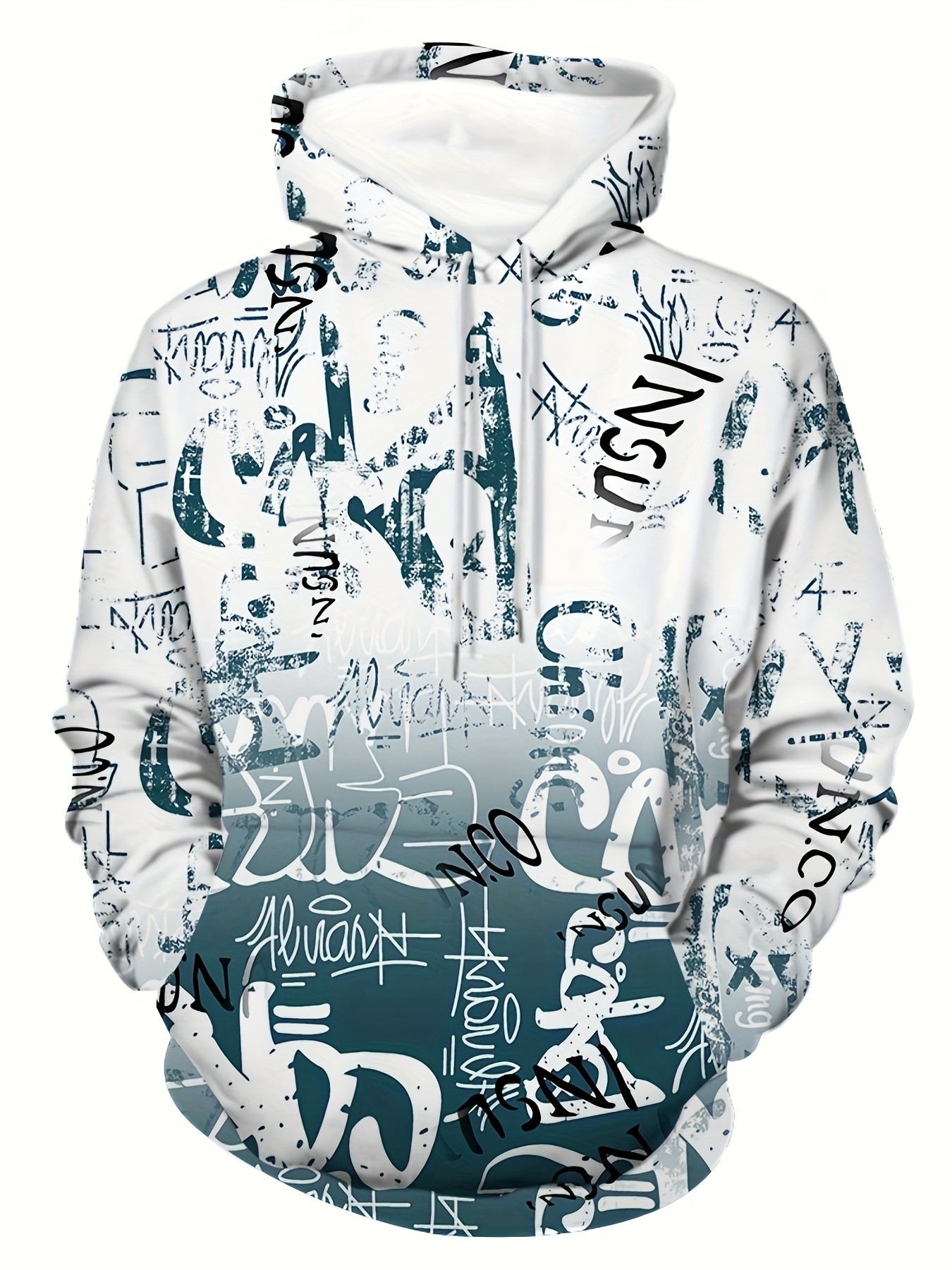 plus size mens graffiti pattern print hoodies spring fall winter hooded sweatshirt for big tall males mens clothing details 0