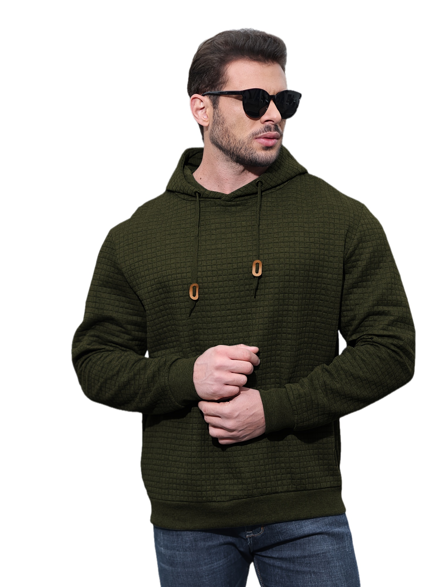 spring autumn mens plus size y2k casual sweater sports sweatshirt hooded sweater checkered jacquard street long sleeved pullover with drawstring details 20