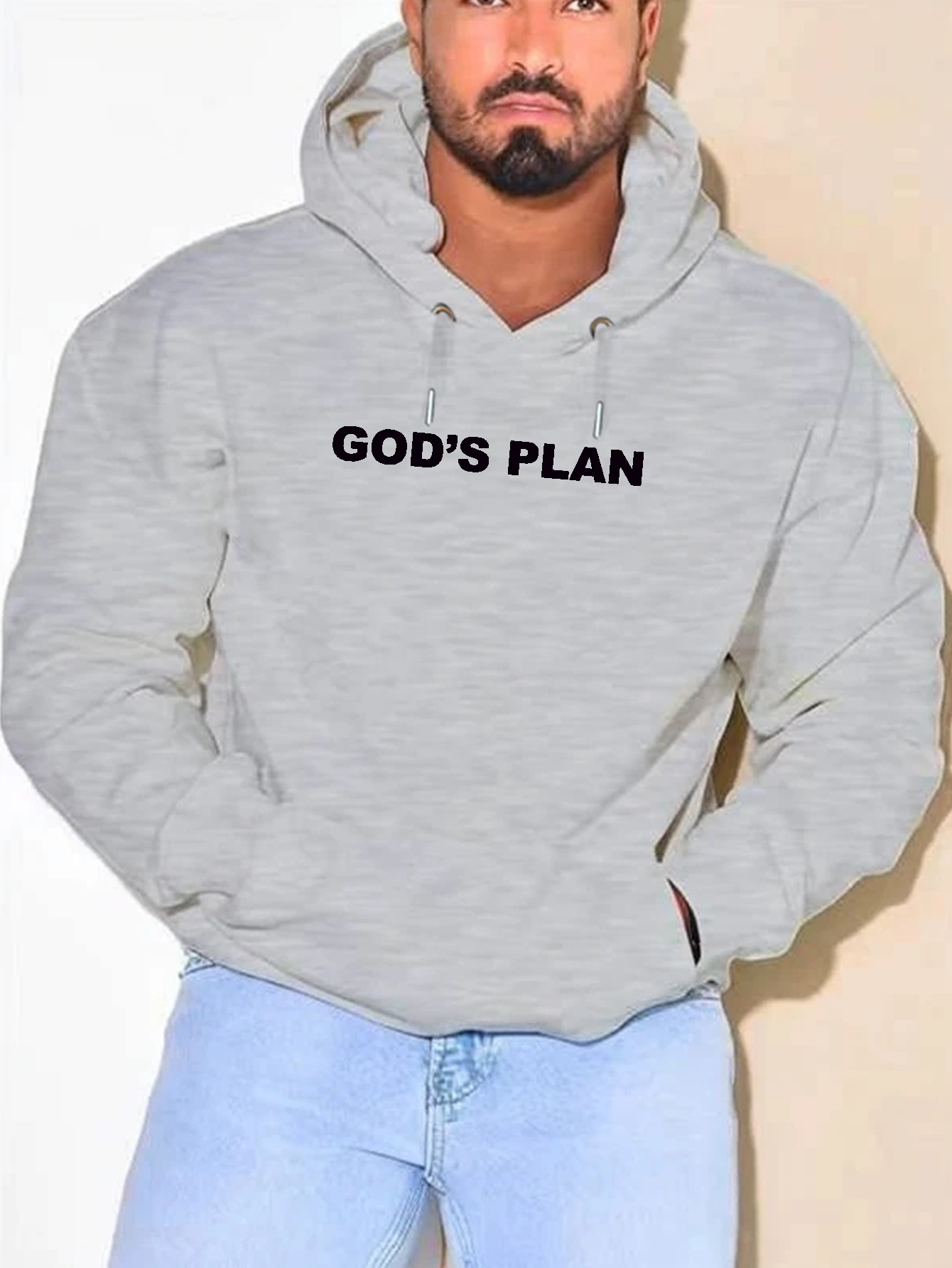 plus size mens stylish loose gods plan pattern print hoodie with pockets casual breathable long sleeve hooded sweatshirt for fall spring outdoor activities mens clothing details 0