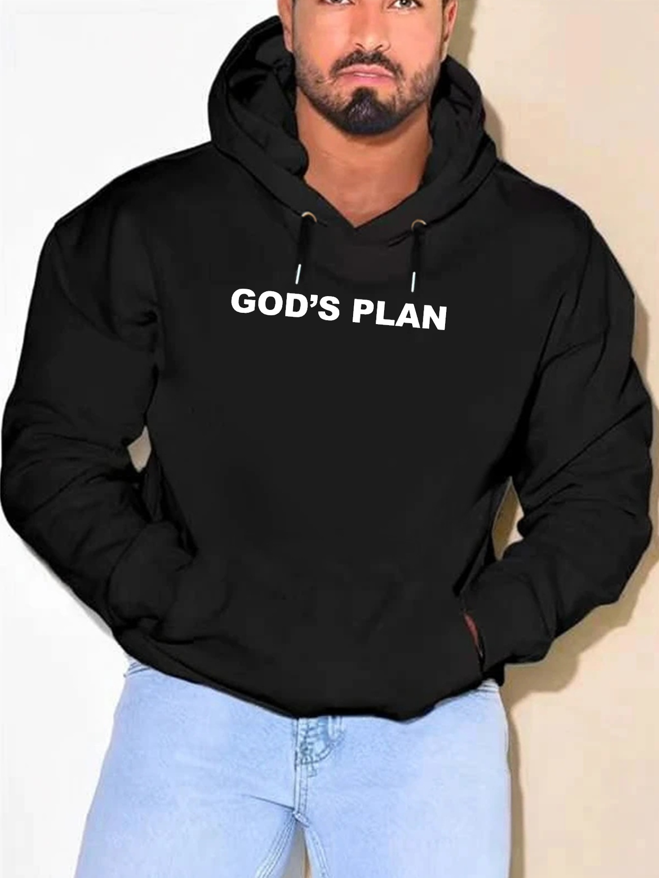 plus size mens stylish loose gods plan pattern print hoodie with pockets casual breathable long sleeve hooded sweatshirt for fall spring outdoor activities mens clothing details 21