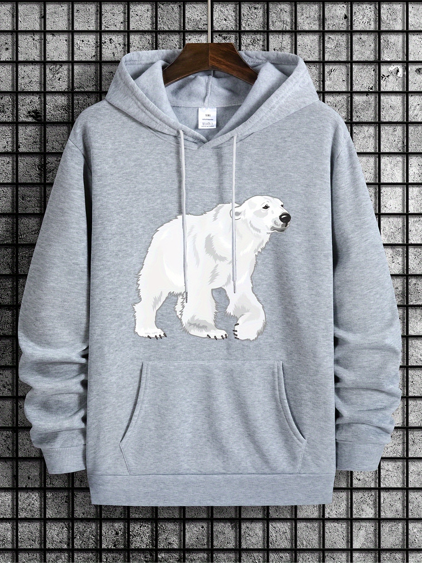 plus size mens hooded sweatshirt anime polar bear graphic print hoodies for spring fall winter mens clothing details 25