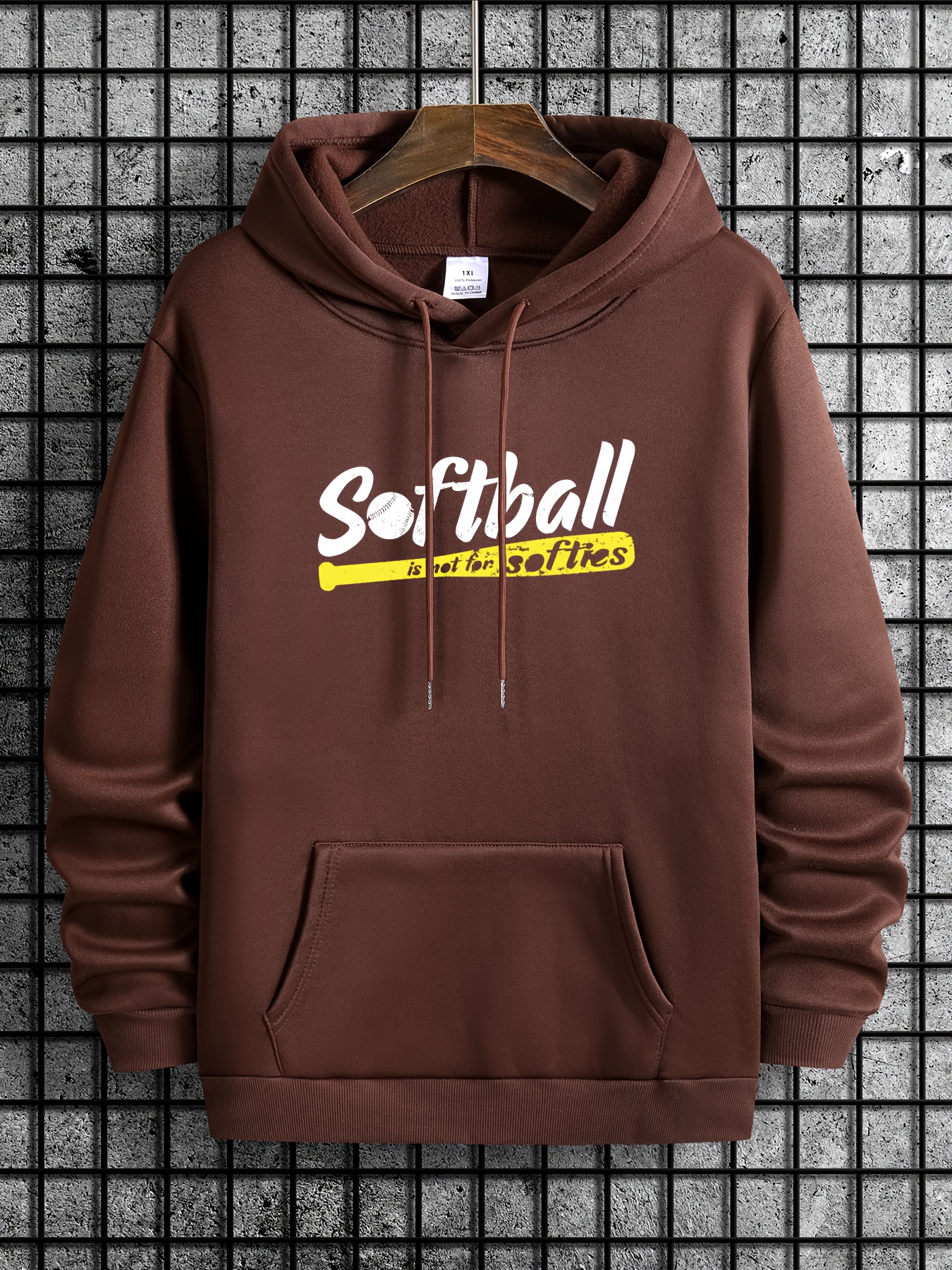 plus size mens hoodies softball print hooded sweatshirt for fall winter mens clothing details 9