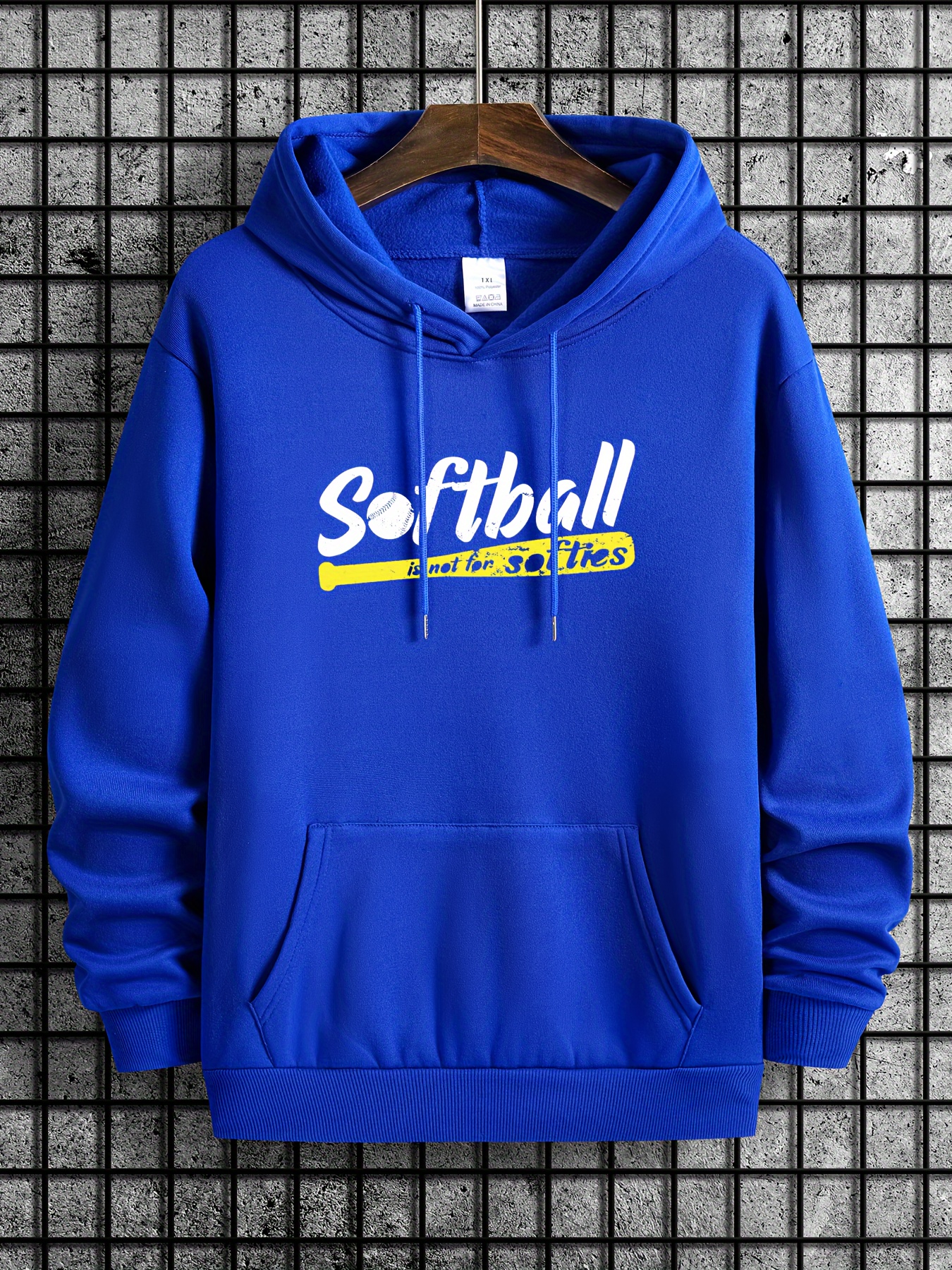 plus size mens hoodies softball print hooded sweatshirt for fall winter mens clothing details 17