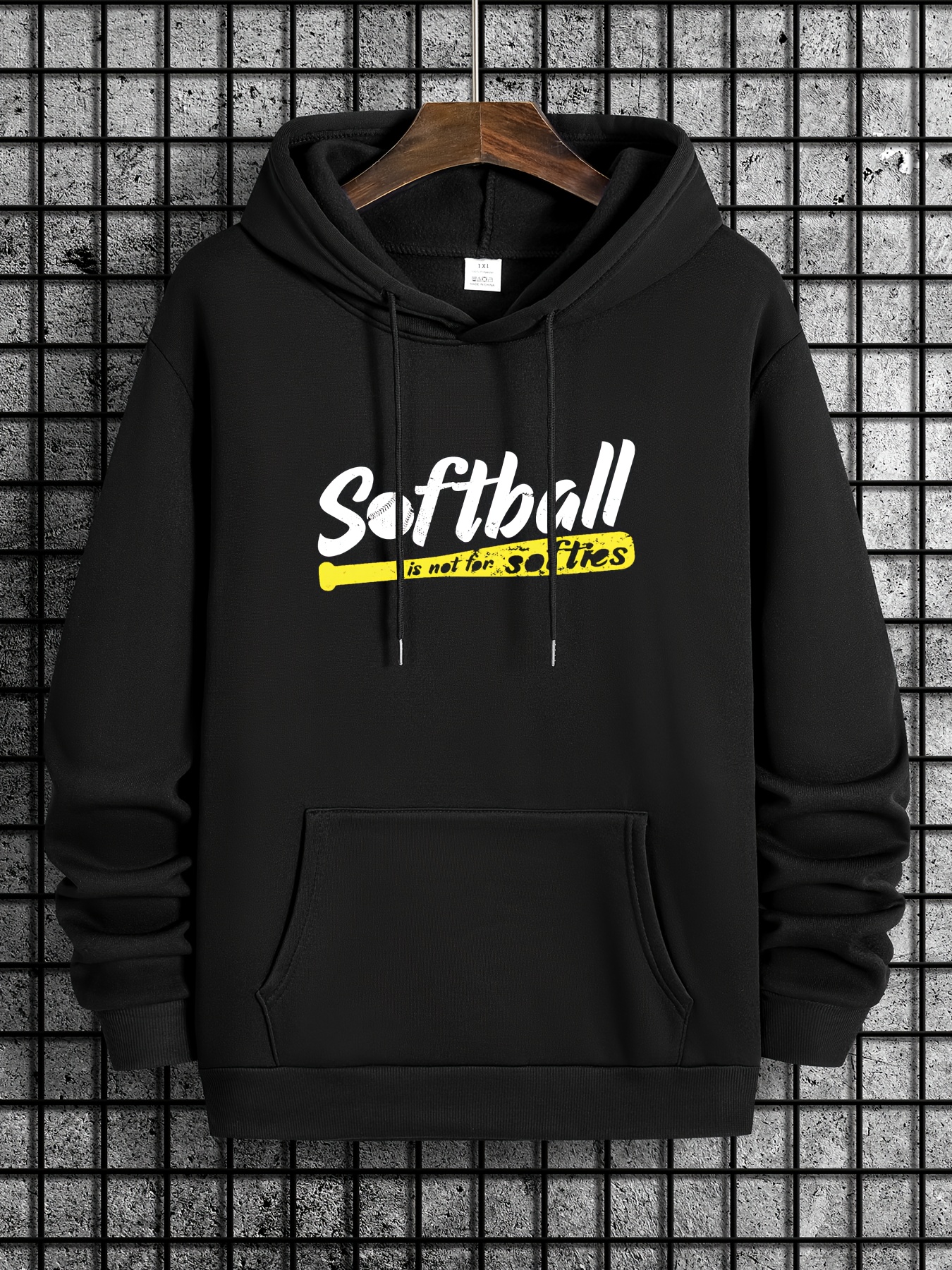 plus size mens hoodies softball print hooded sweatshirt for fall winter mens clothing details 34