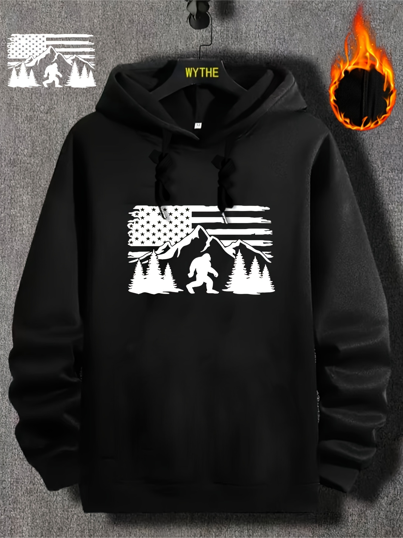 plus size mens us flag anime gorilla graphic print hooded sweatshirt for spring fall winter mens clothing details 0