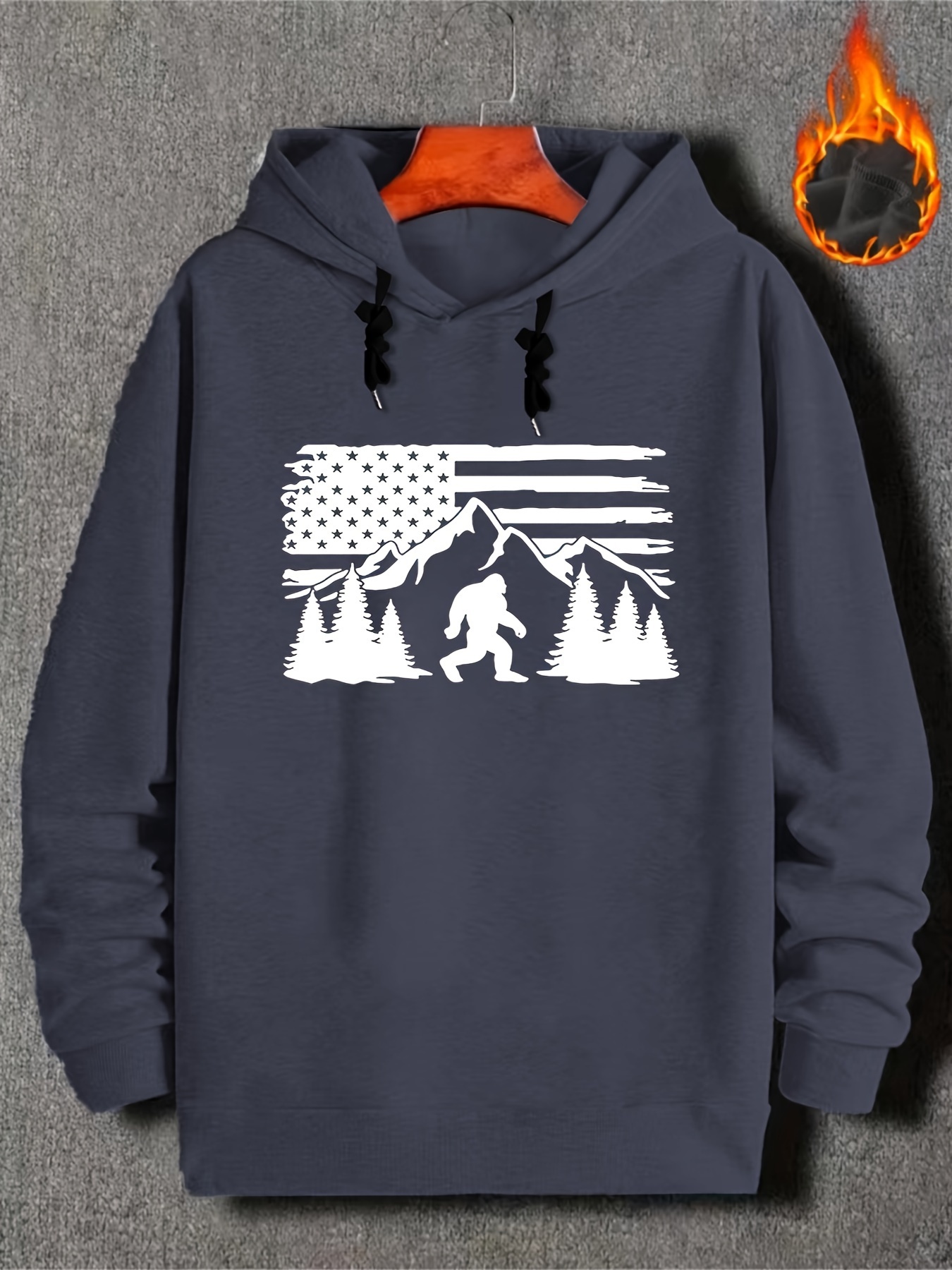 plus size mens us flag anime gorilla graphic print hooded sweatshirt for spring fall winter mens clothing details 16