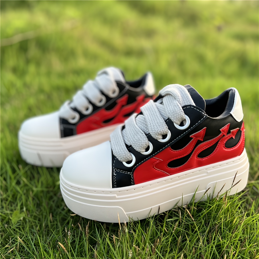 Unisex Couple Shoes Casual Fashion Low Top Thick Soled Flame details 6