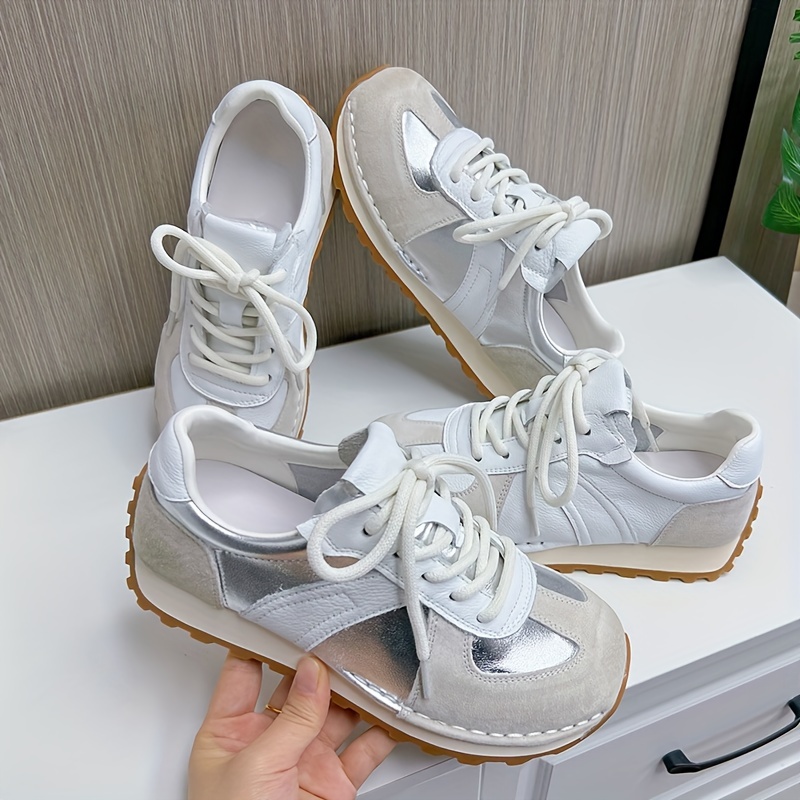 Women s Colorblock Casual Sneakers Lace Platform Soft Sole details 0