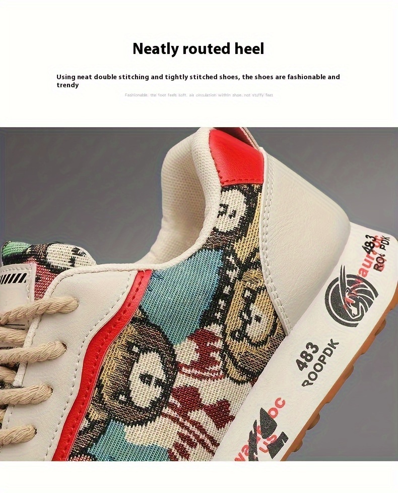 Trendy Bear Pattern Sports Shoes Unisex Lace Low Top Flat details 6