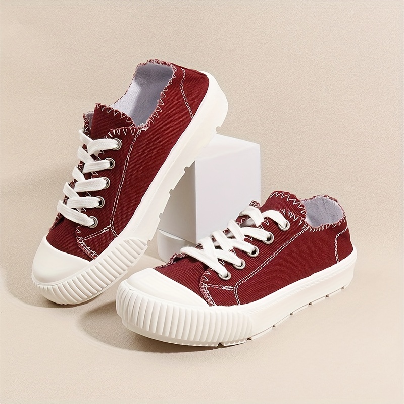 Women s Simple Canvas Shoes Casual Lace Low Top Sneakers details 2