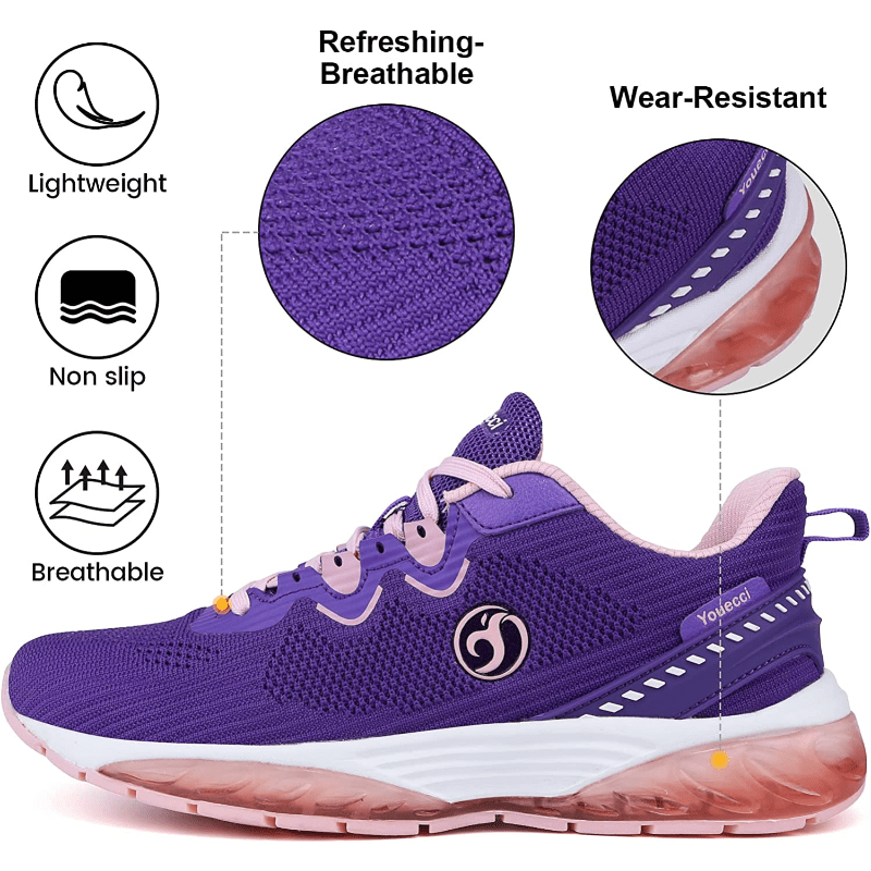 Womens Lace Up Mesh Knitted Running Shoes Thick Sole Breathable Lightweight For Outdoor Sports Sports & Outdoors Temu details 5