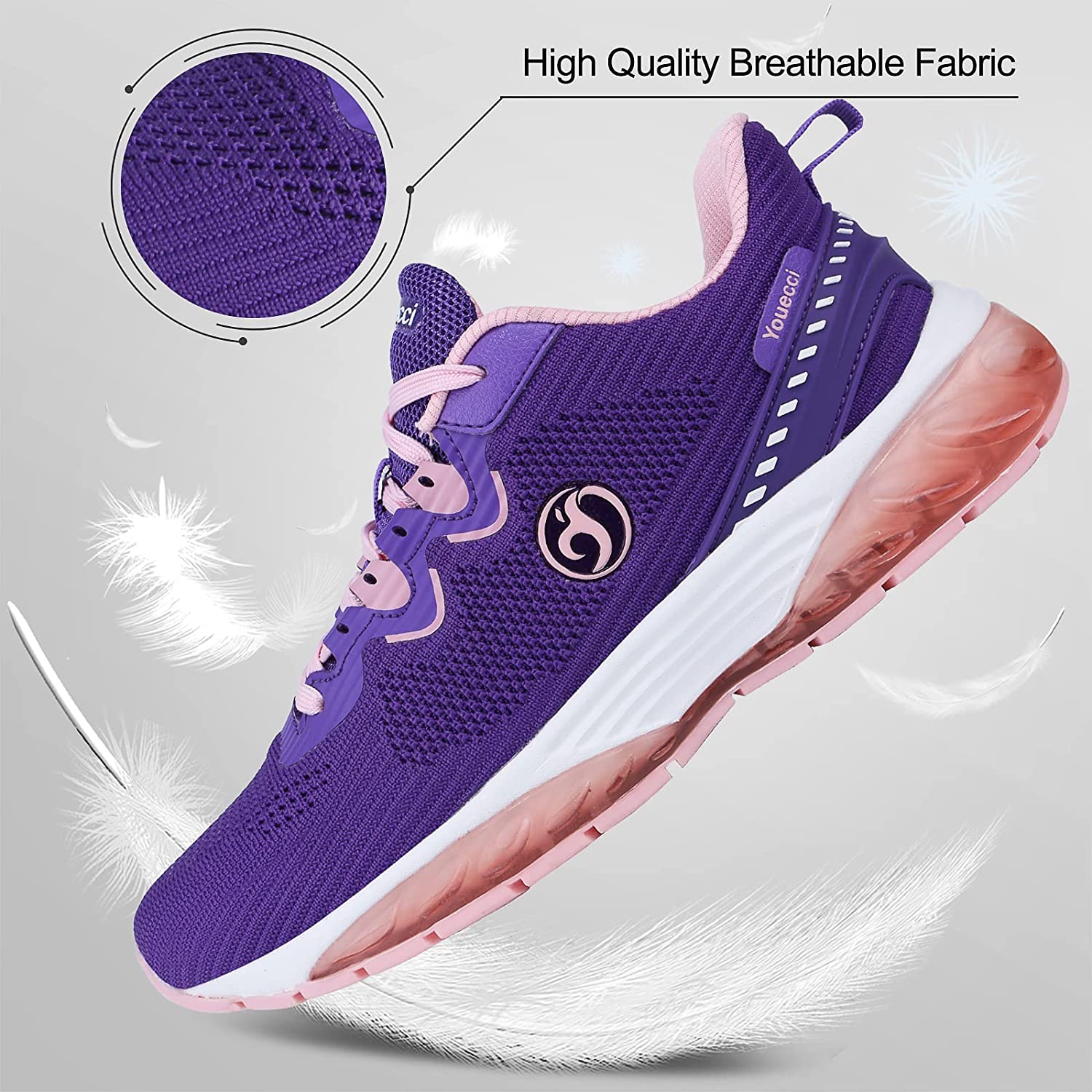 Womens Lace Up Mesh Knitted Running Shoes Thick Sole Breathable Lightweight For Outdoor Sports Sports & Outdoors Temu details 7