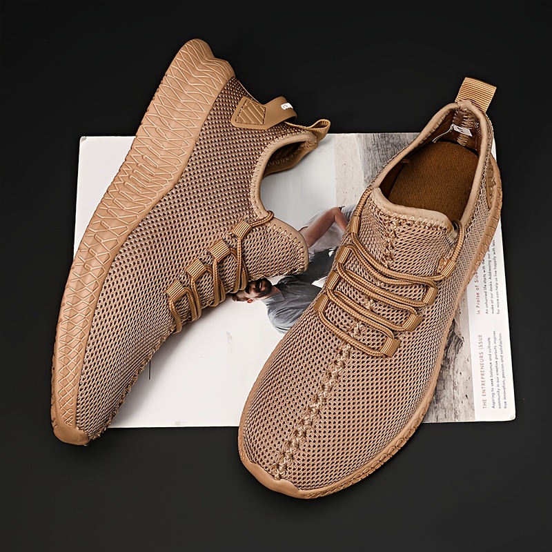 Plus Size Men s Solid Color Woven Breathable Sneakers, Comfy Non Slip Durable Soft   Training Shoes, Men s Footwear details 8