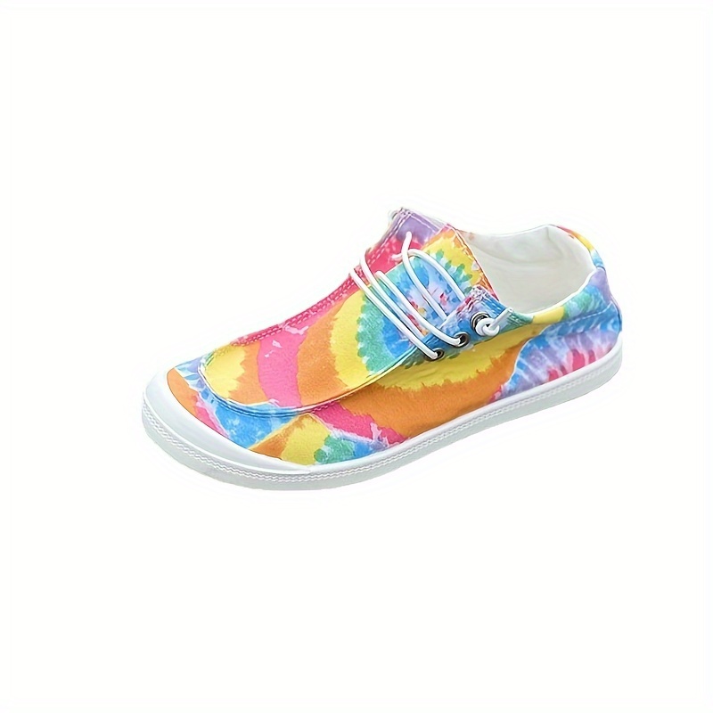 Trendy Tie Dye Canvas Sneakers For Women Comfortable Low Top Lace Up Shoes In Plus Sizes Shop On Temu And start Saving Temu details 4