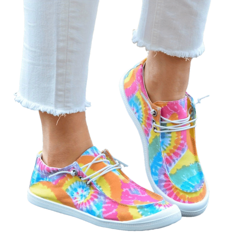 Trendy Tie Dye Canvas Sneakers For Women Comfortable Low Top Lace Up Shoes In Plus Sizes Shop On Temu And start Saving Temu details 5